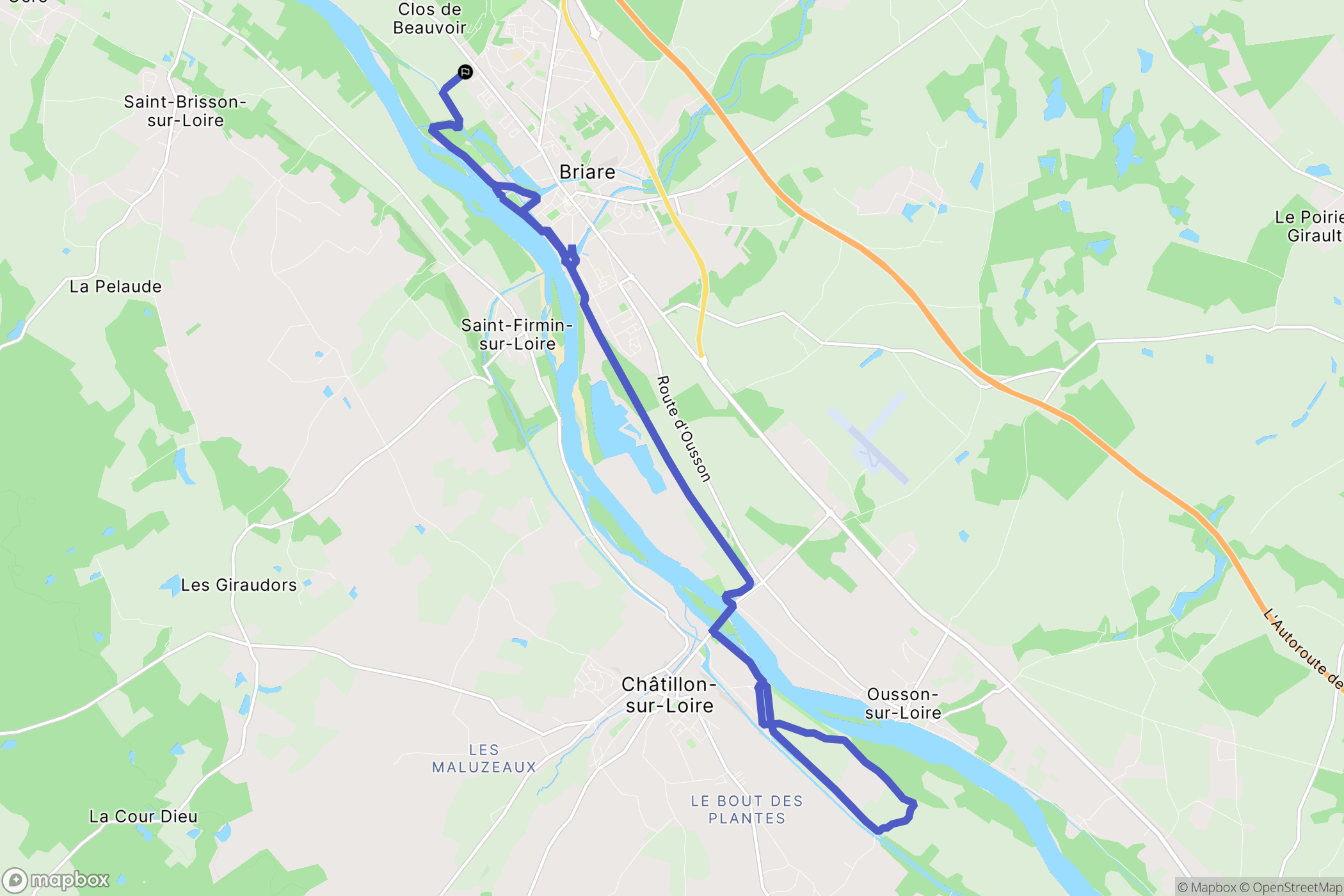 Briare : carte du parcours de randonnée - France