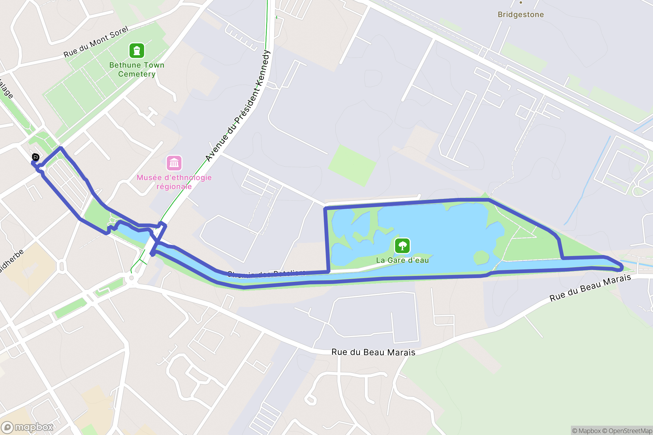 Béthune : carte du parcours de randonnée - France