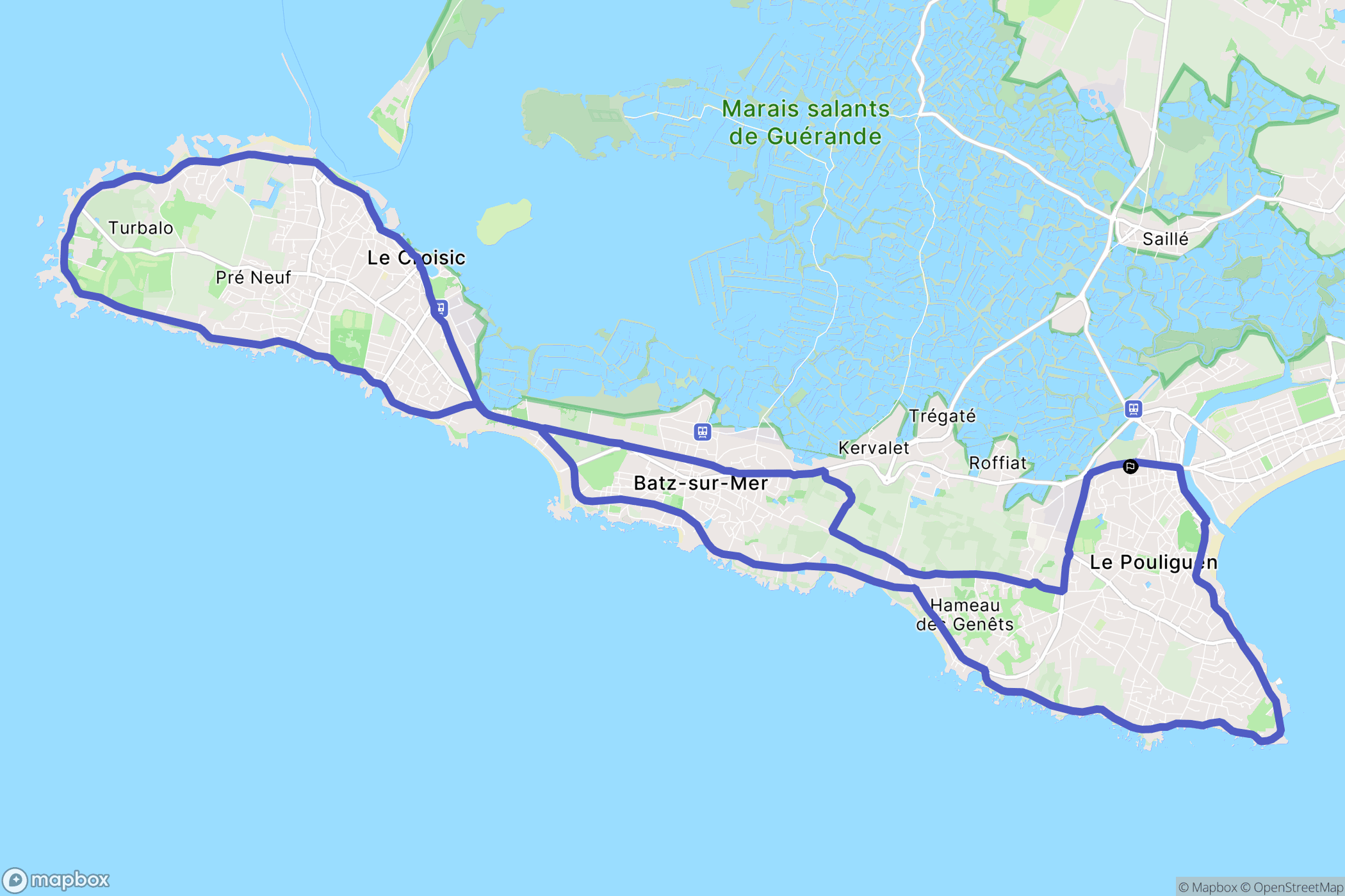 Le Pouliguen : carte du parcours de randonnée - France