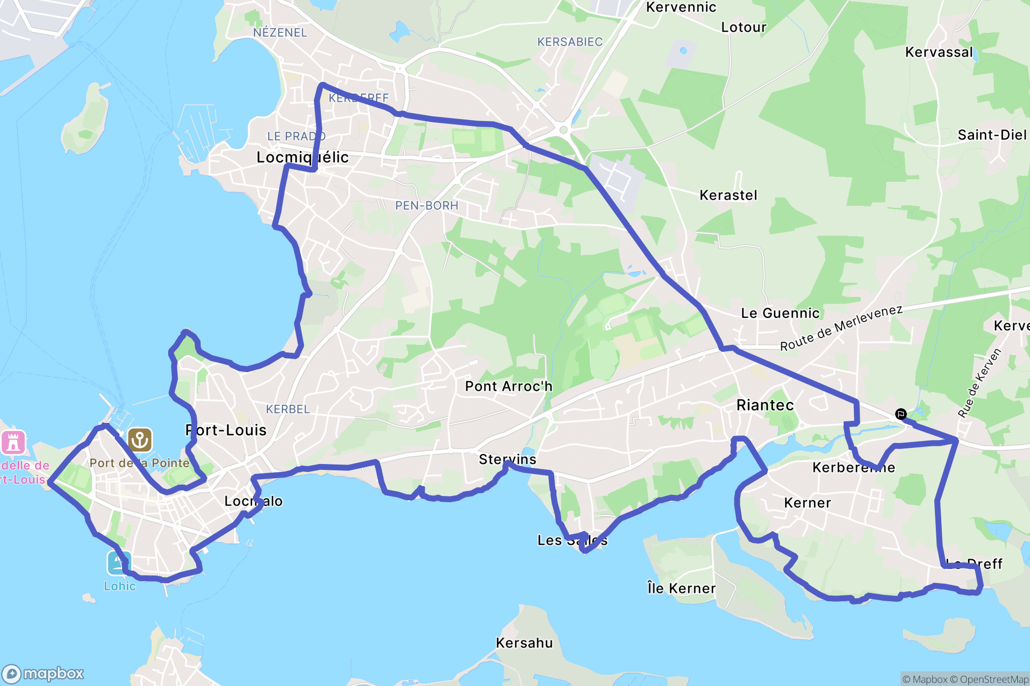 Riantec : carte du parcours de randonnée - France