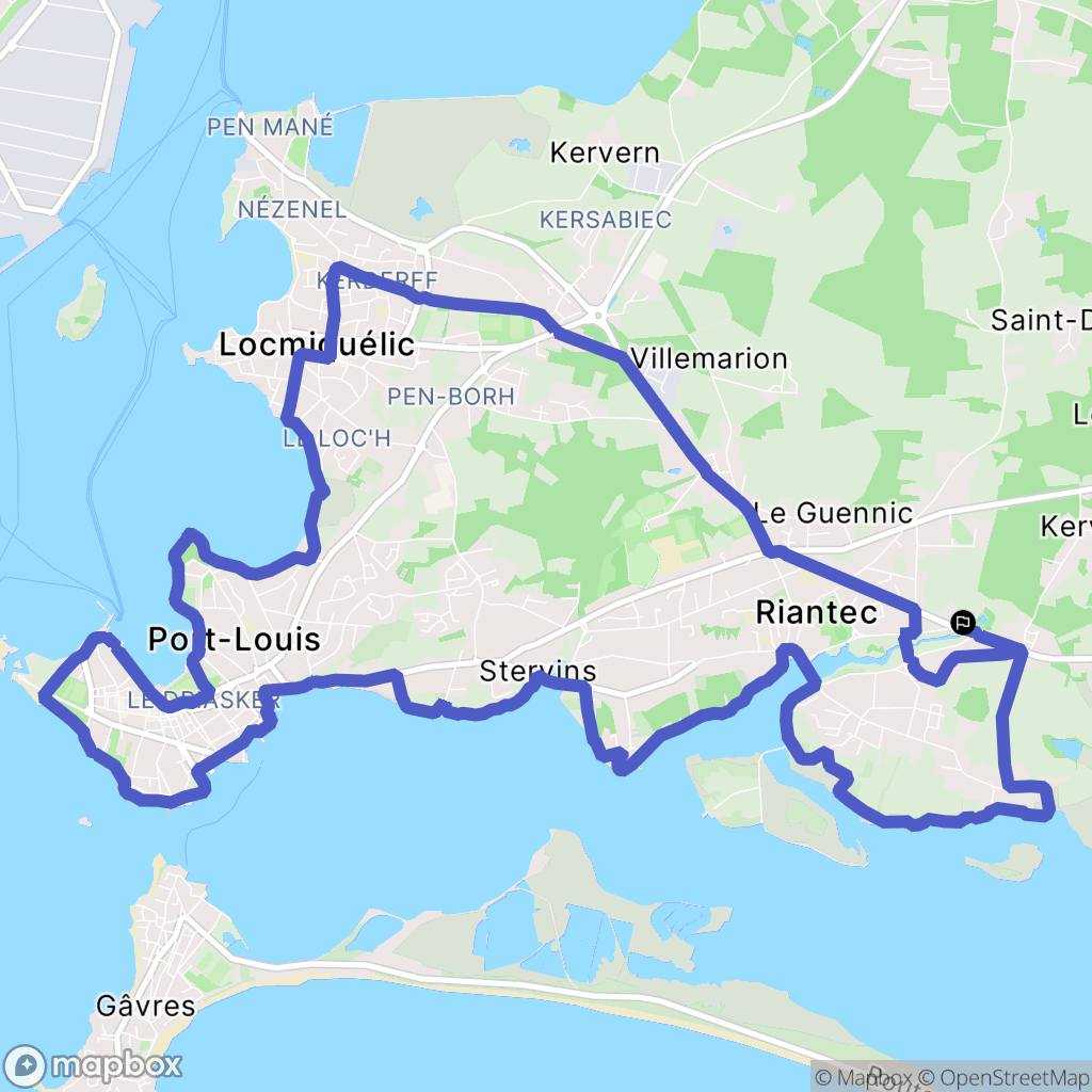 Riantec : carte du parcours de randonnée - France