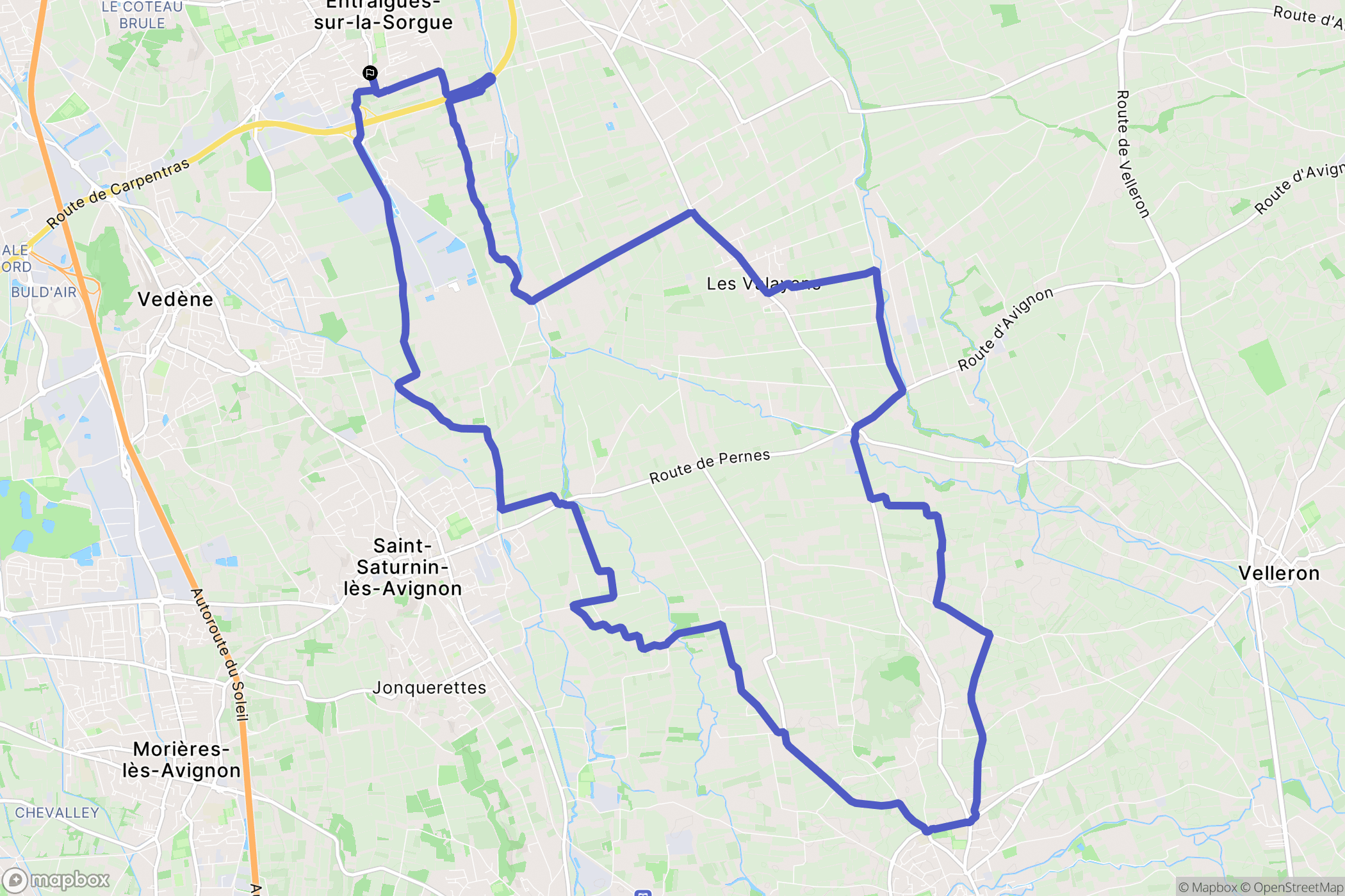 Entraigues-sur-la-Sorgue : carte du parcours de randonnée - France