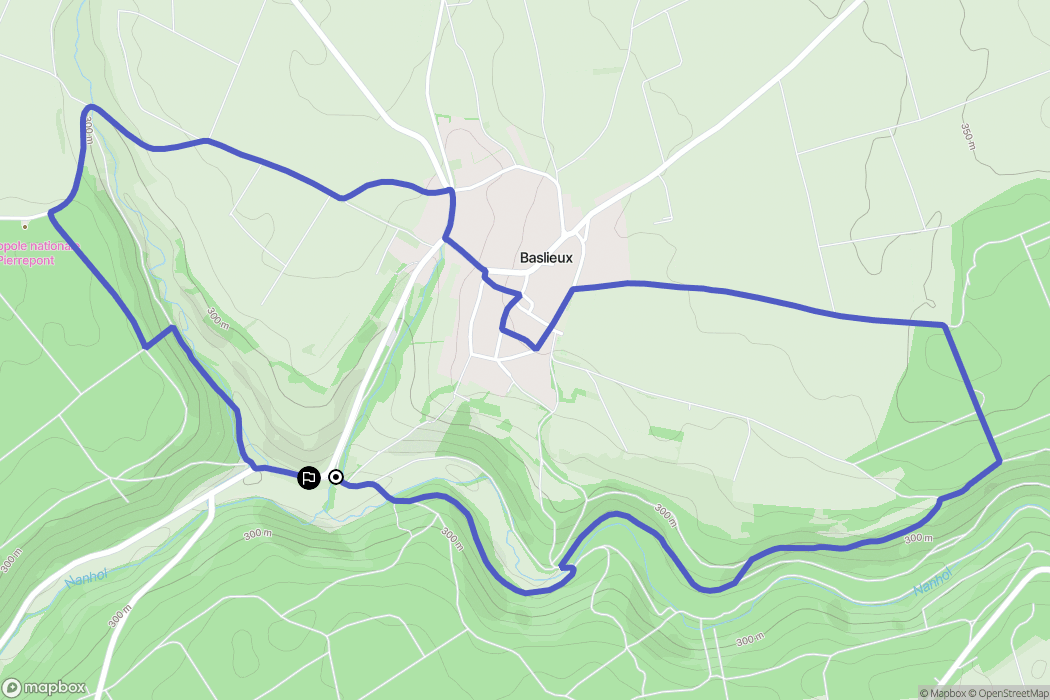 Baslieux : carte du parcours de randonnée - France