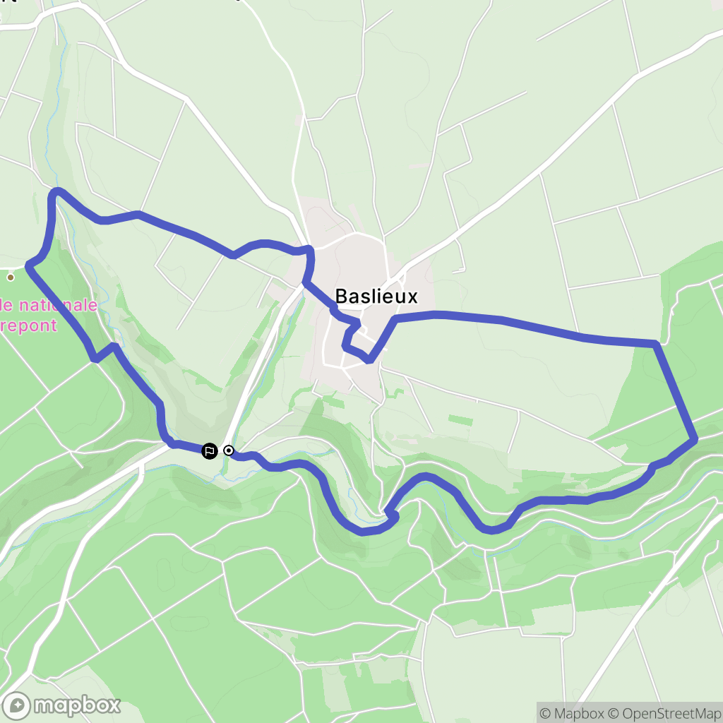 Baslieux : carte du parcours de randonnée - France