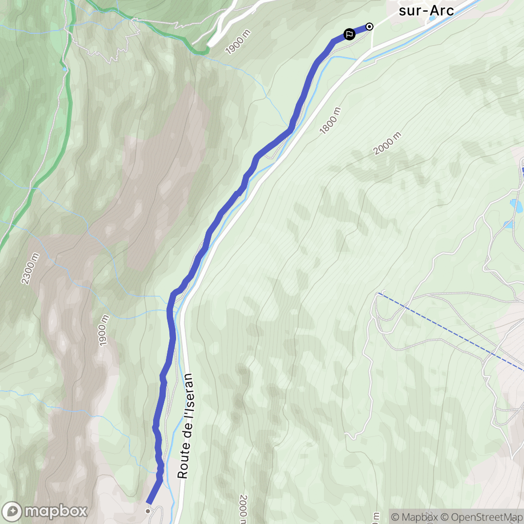 Bonneval-sur-Arc : carte du parcours de randonnée - France