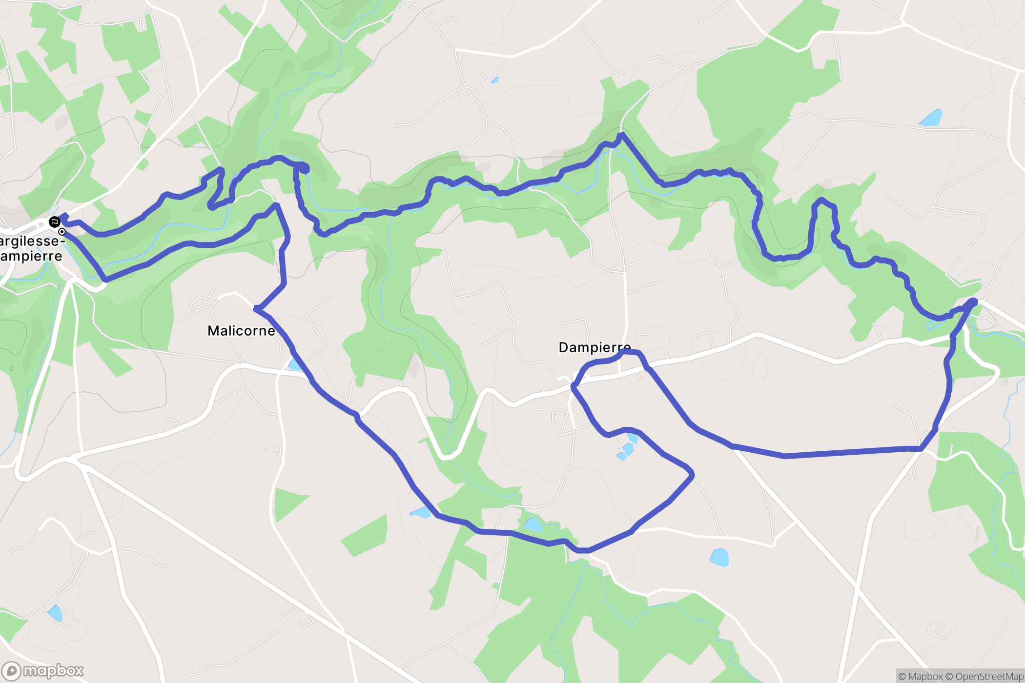 Gargilesse-Dampierre : carte du parcours de randonnée - France