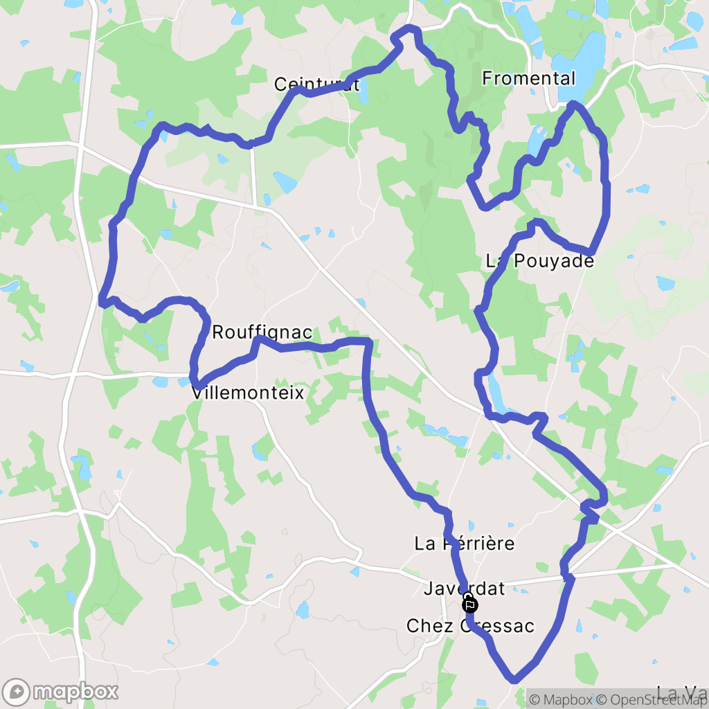 Javerdat : carte du parcours de randonnée - France