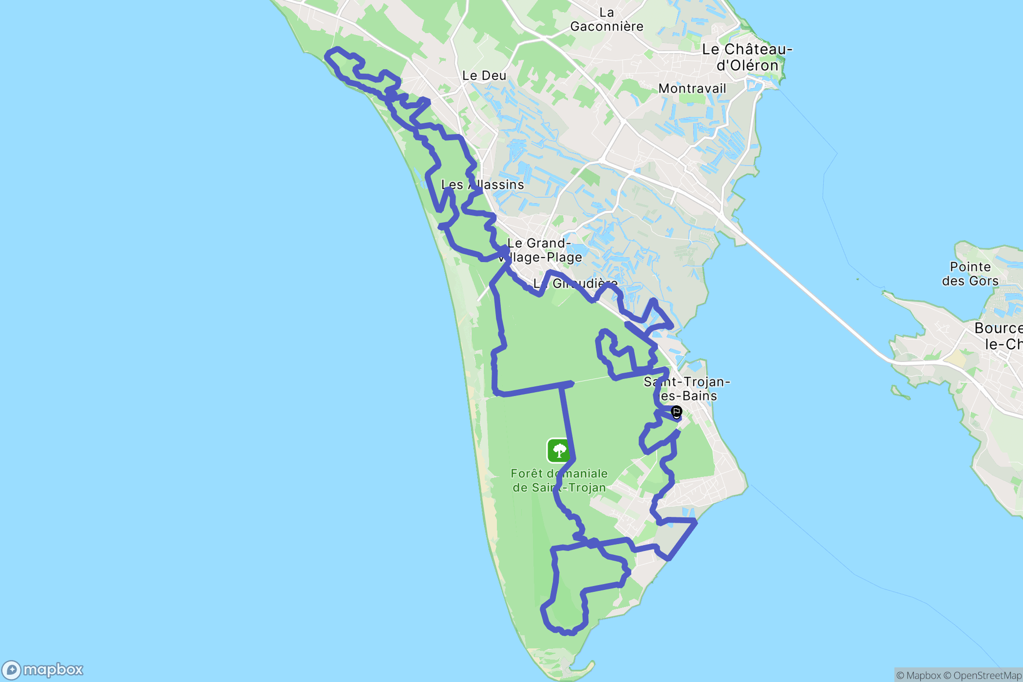 Saint-Trojan-les-Bains : carte du parcours de randonnée - France
