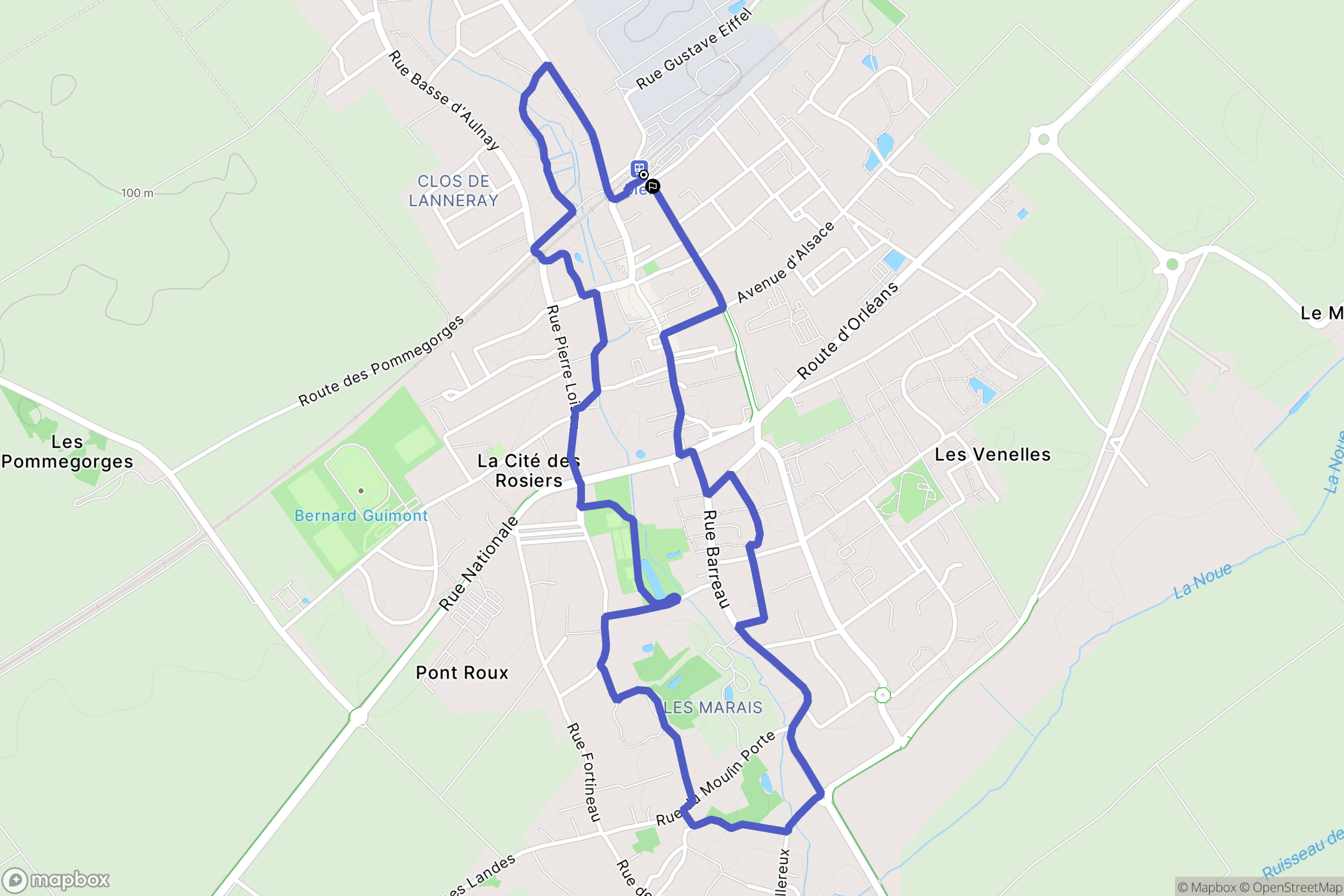 Mer : carte du parcours de randonnée - France