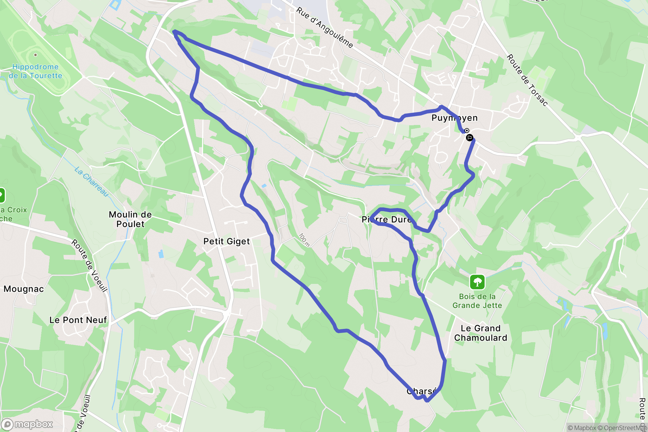 Puymoyen : carte du parcours de randonnée - France
