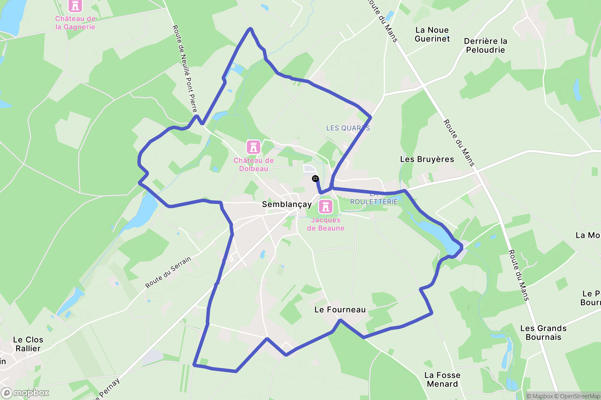 Semblançay : carte du parcours de randonnée - France