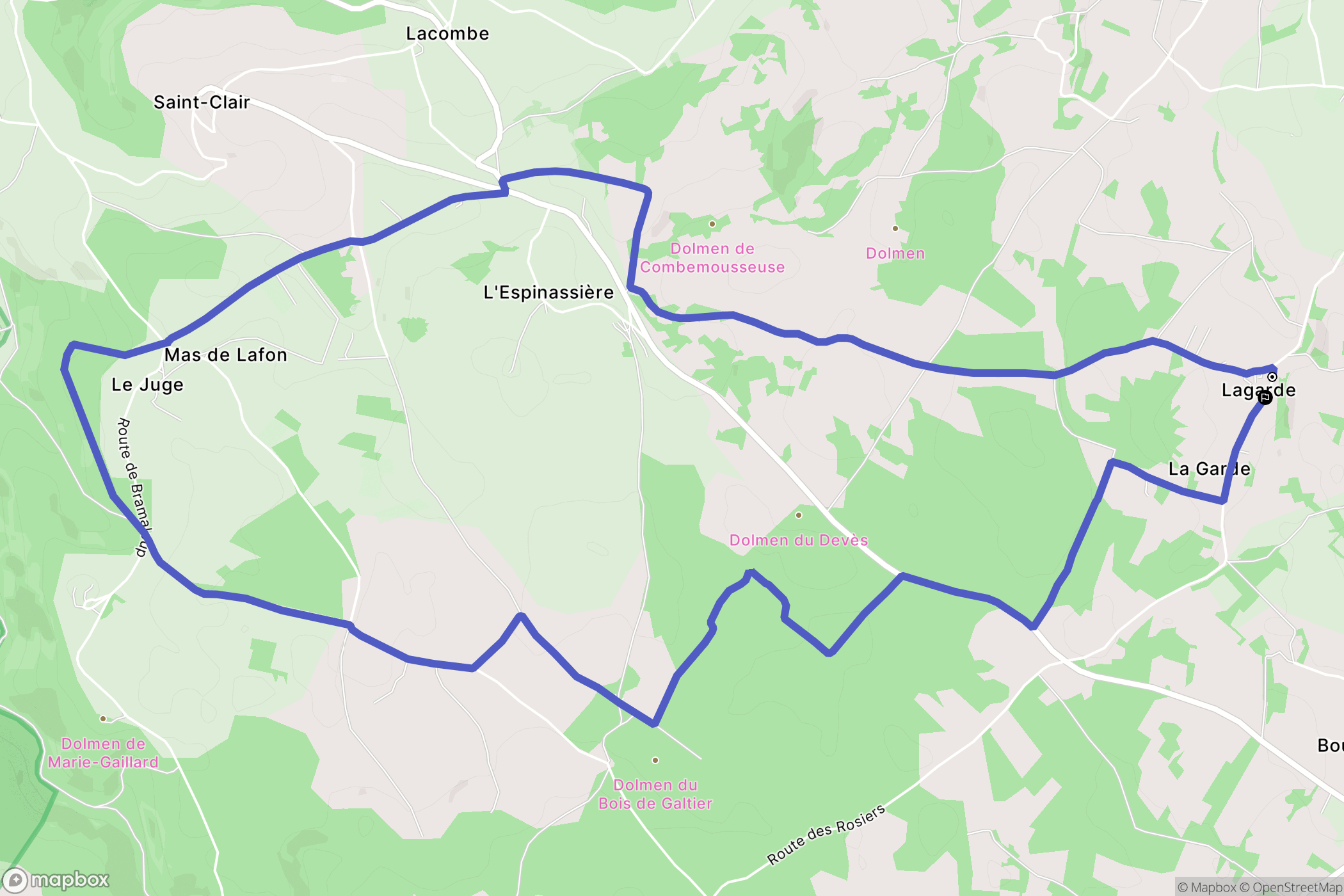 La Capelle-Balaguier : carte du parcours de randonnée - France