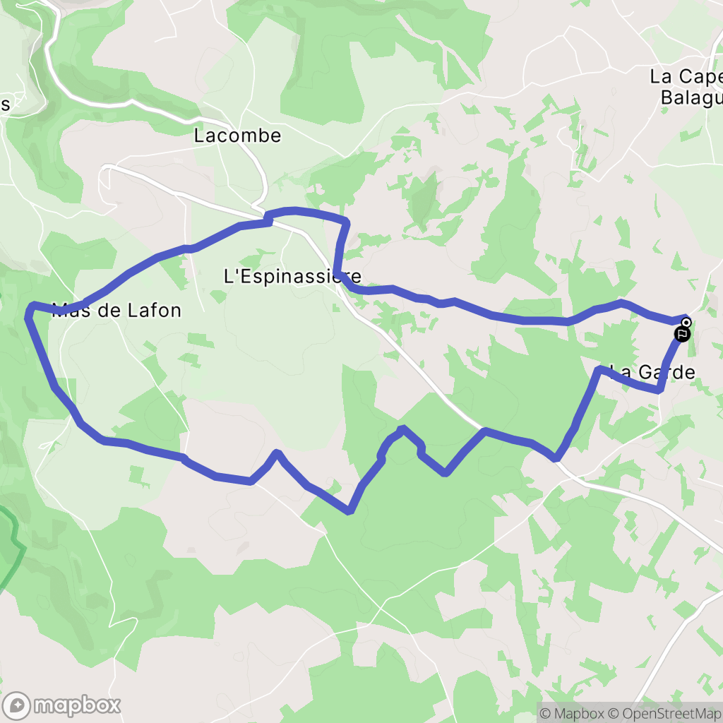 La Capelle-Balaguier : carte du parcours de randonnée - France