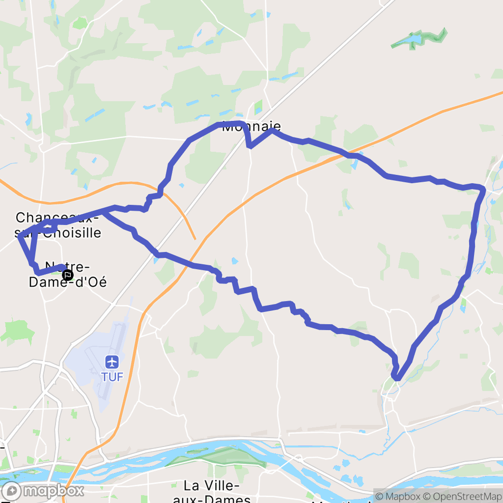 Notre-Dame-d'Oé : carte du parcours de randonnée - France
