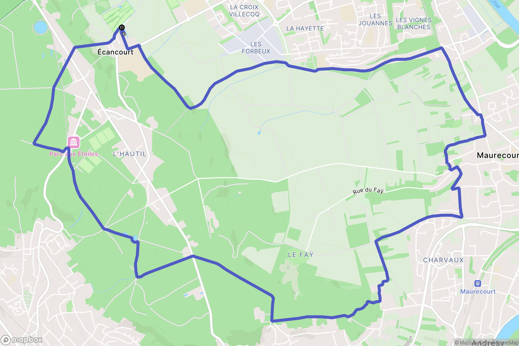 Jouy-le-Moutier : carte du parcours de randonnée - France