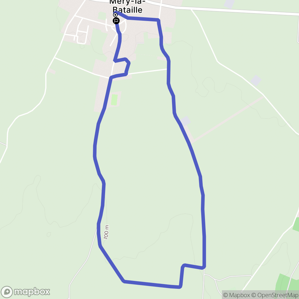 Méry la bataille : carte du parcours de randonnée - France