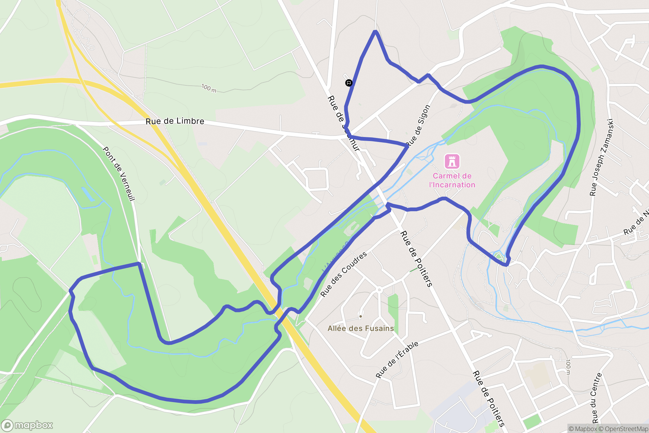 Migné-Auxances : carte du parcours de randonnée - France