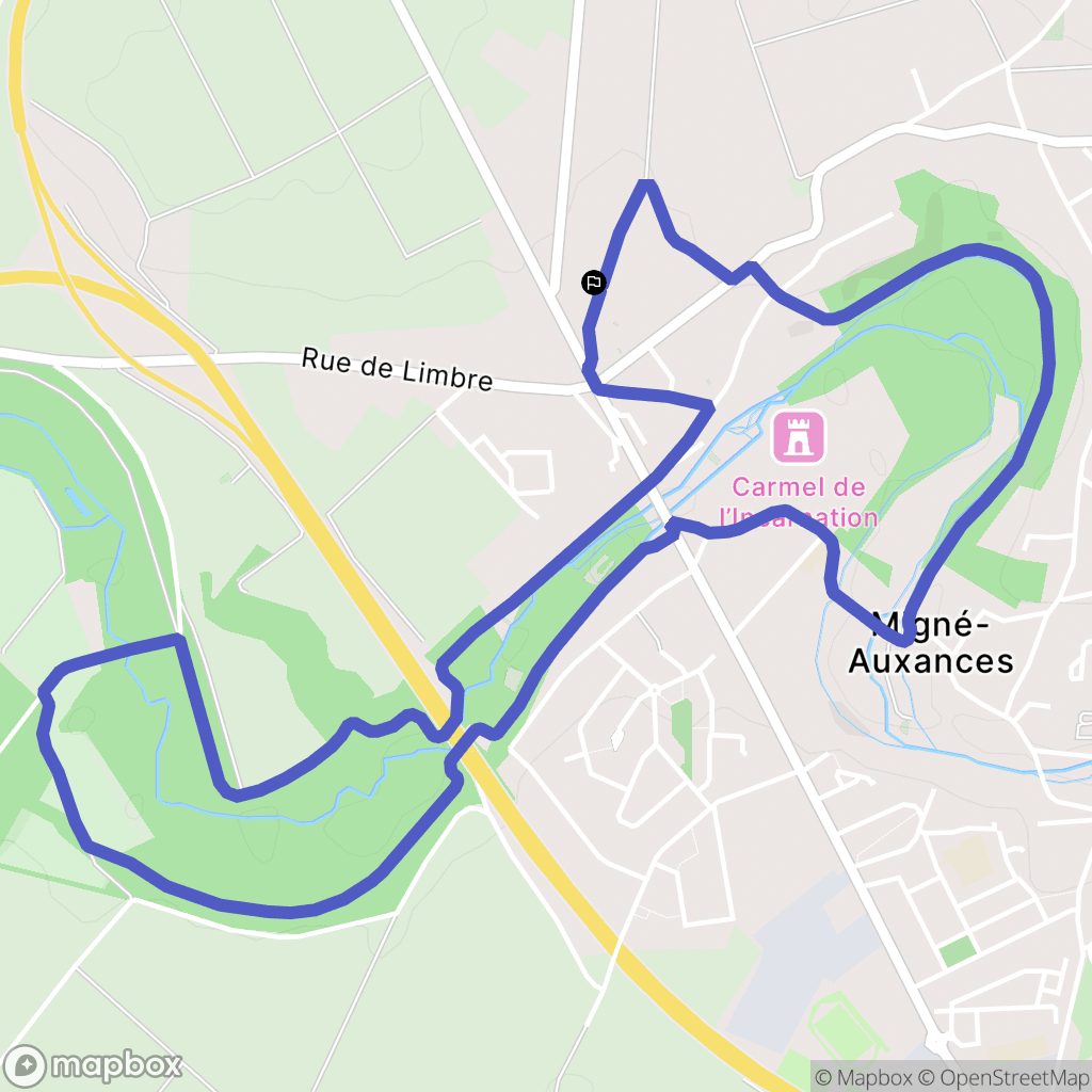 Migné-Auxances : carte du parcours de randonnée - France