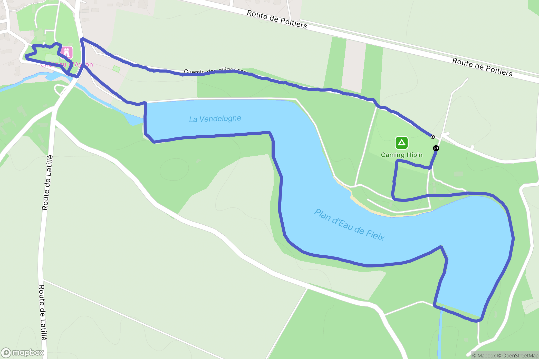 Ayron : carte du parcours de randonnée - France