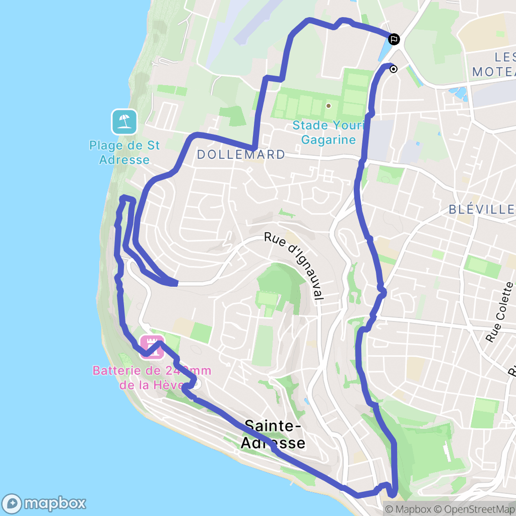 Le Havre : carte du parcours de randonnée - France