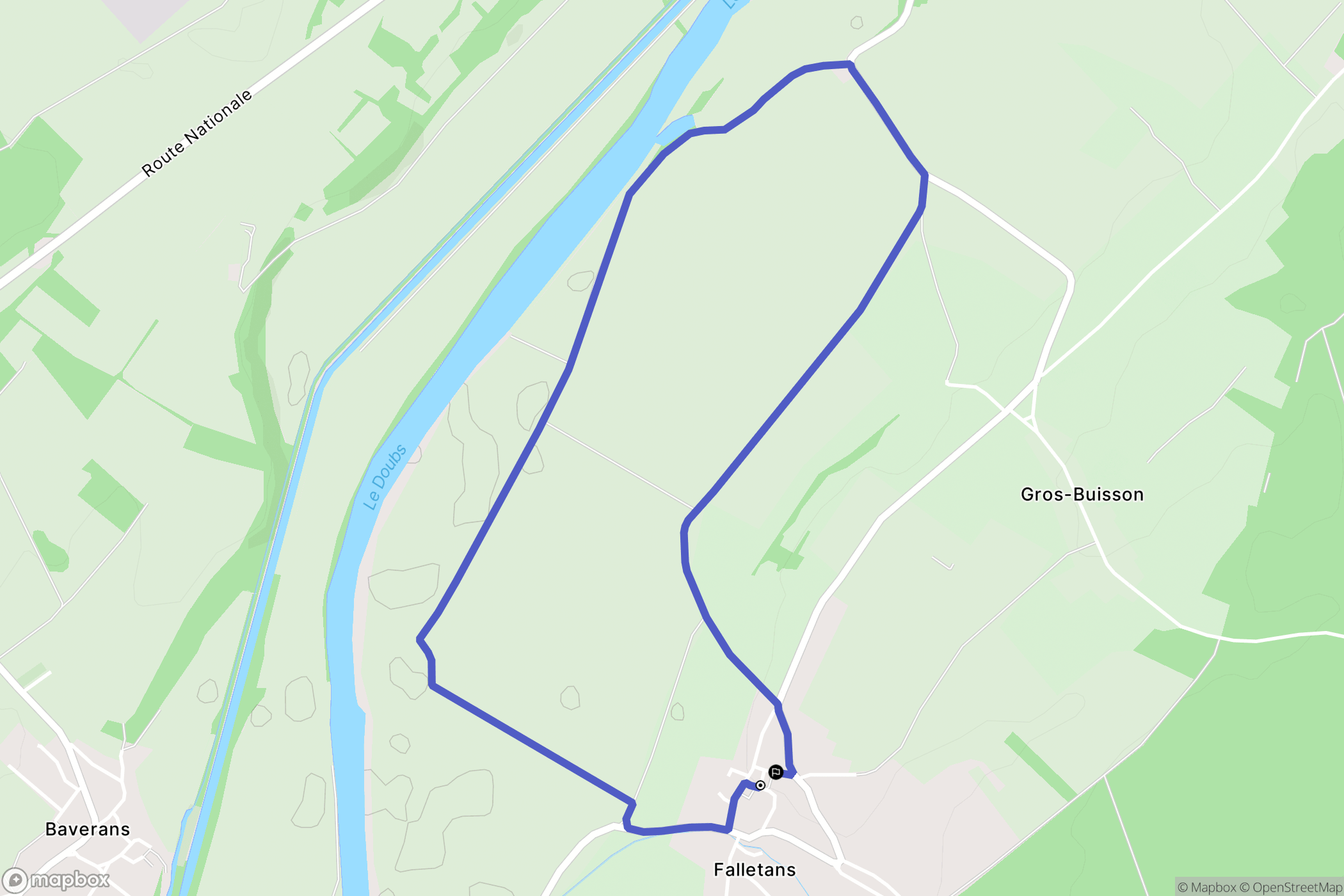 Falletans : carte du parcours de randonnée - France