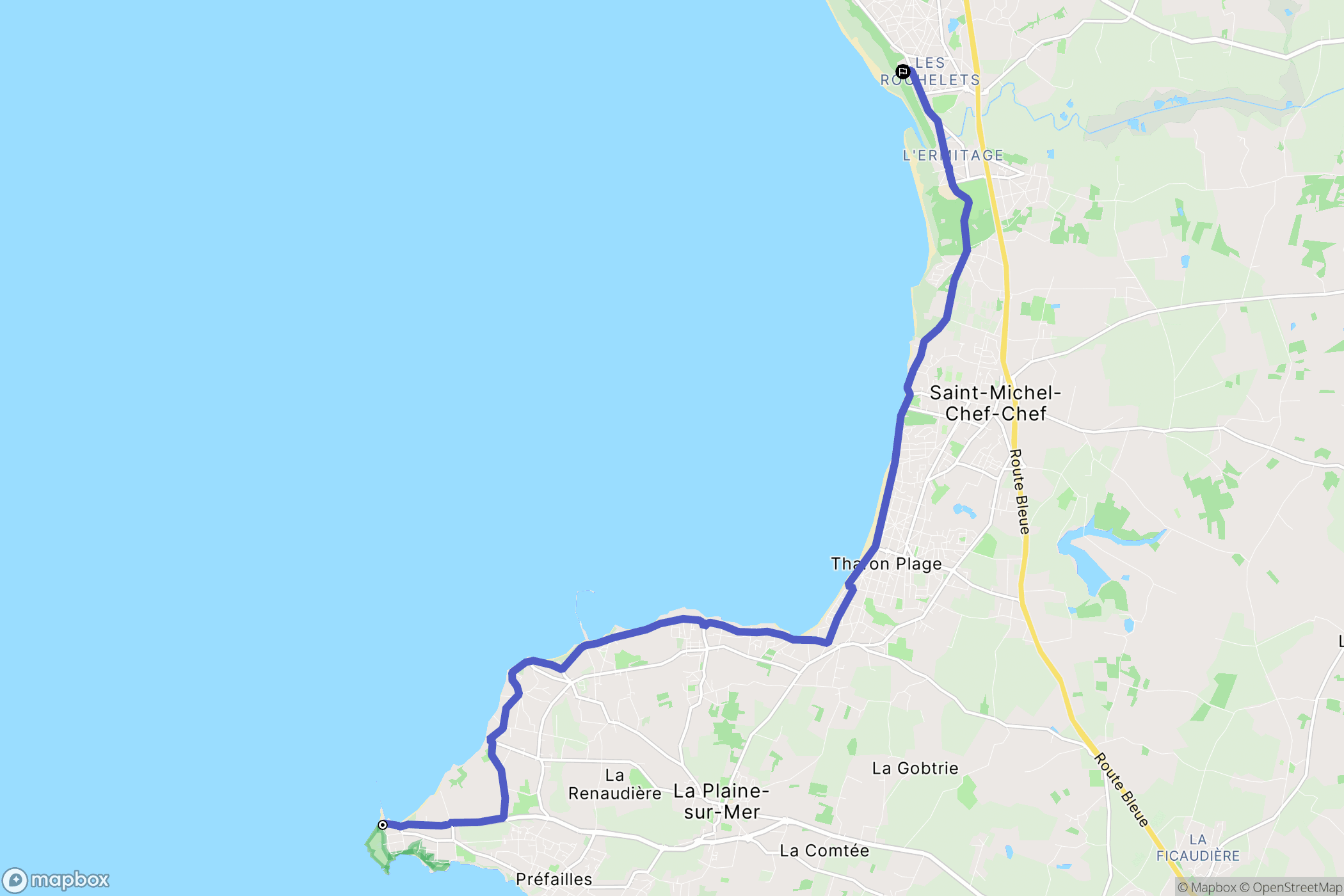 Préfailles : carte du parcours de randonnée - France