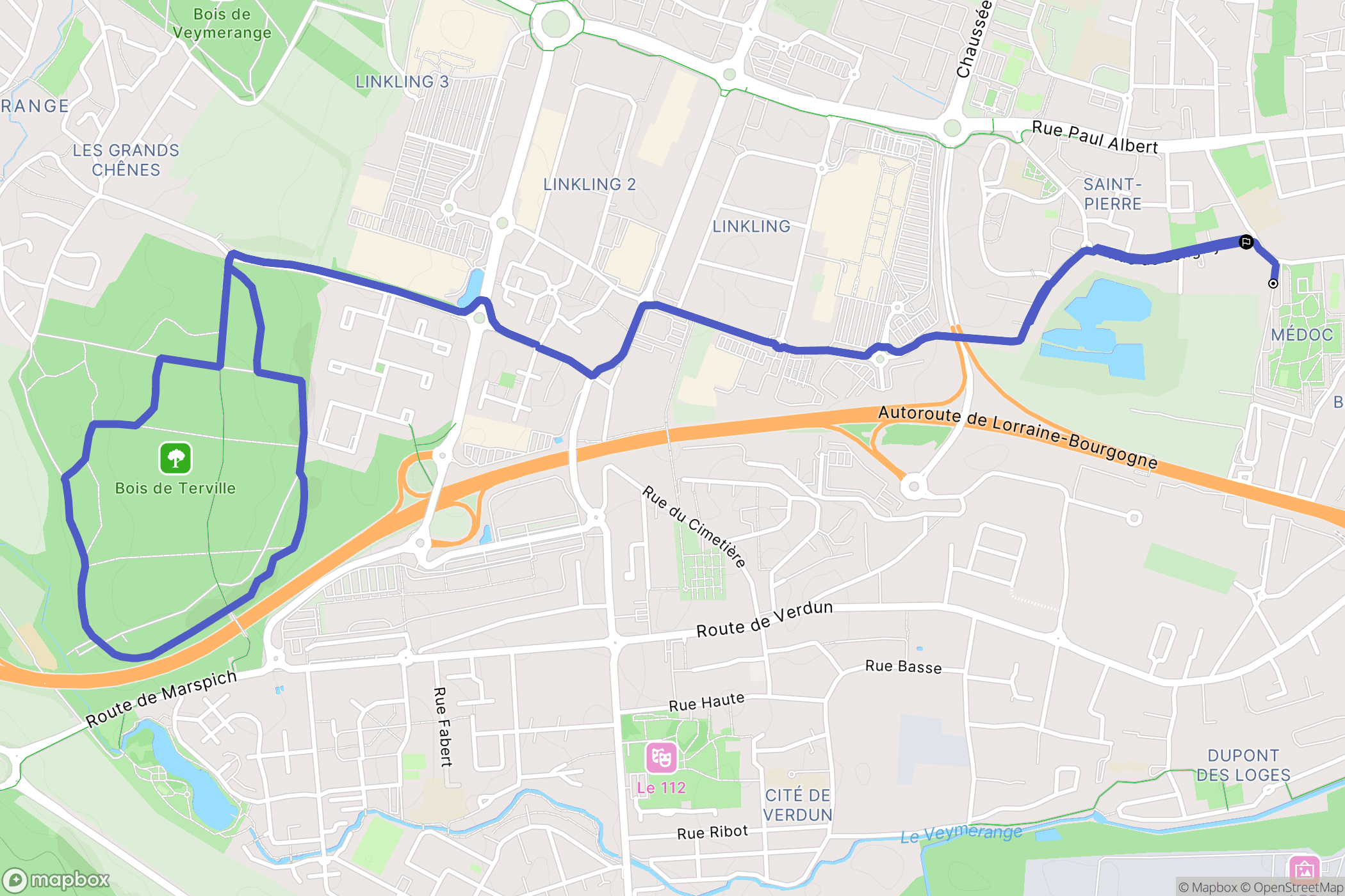 Thionville : carte du parcours de randonnée - France