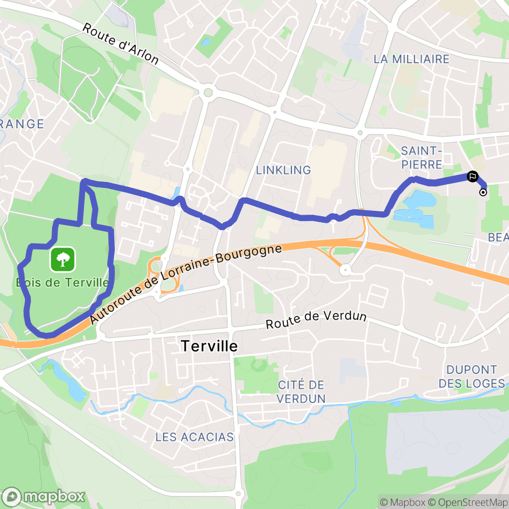Thionville : carte du parcours de randonnée - France