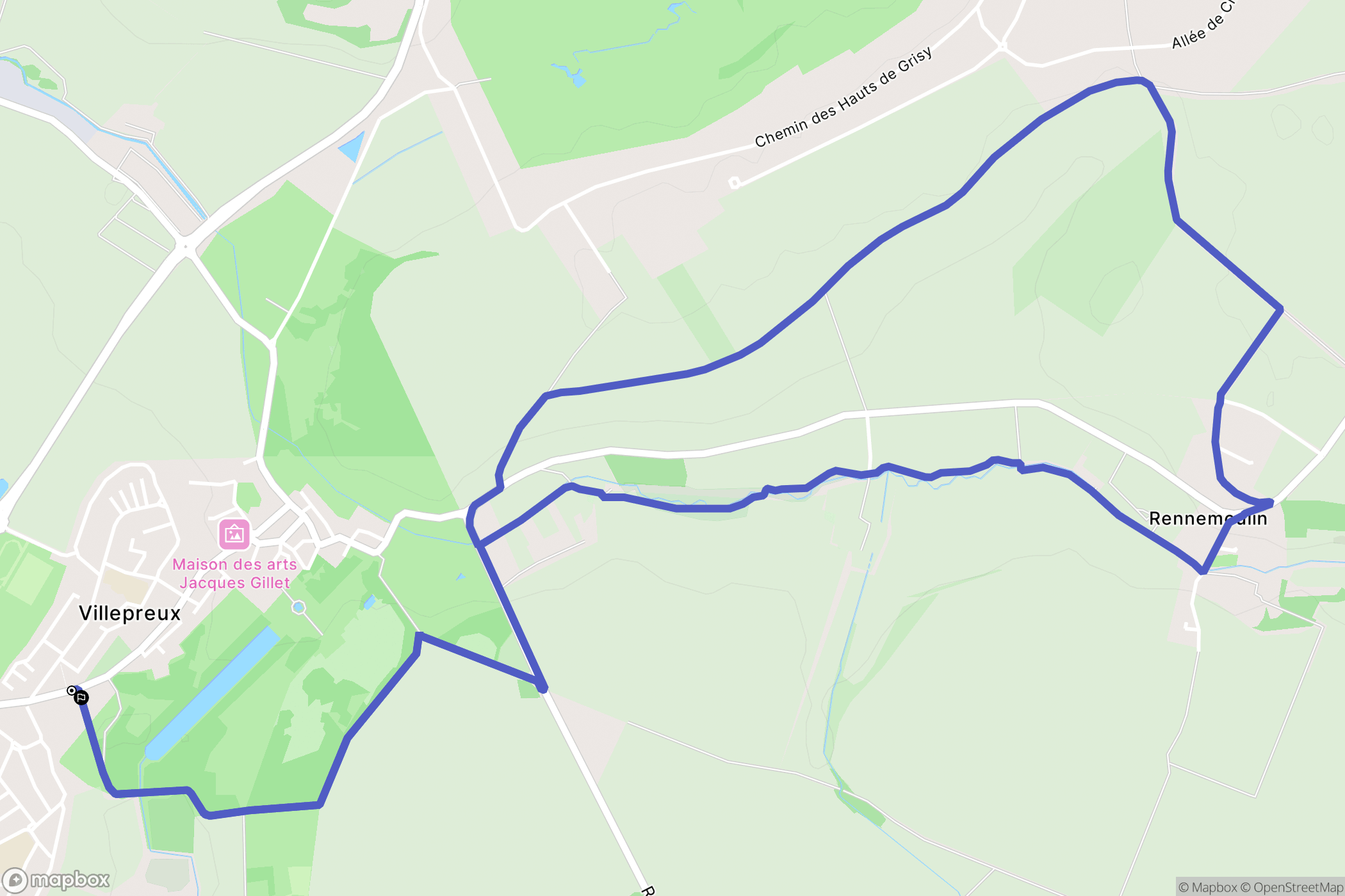 Villepreux : carte du parcours de randonnée - France