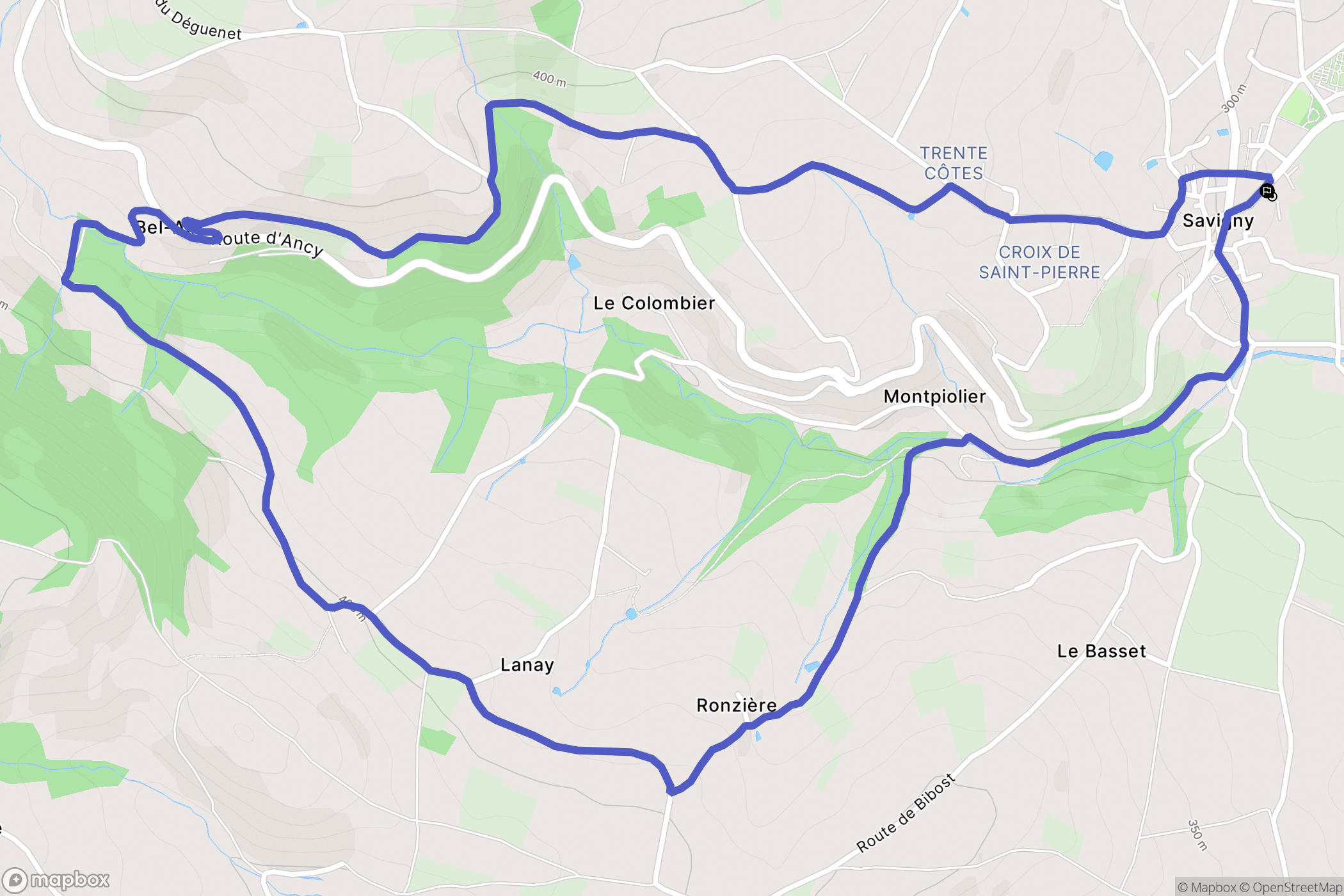 Savigny : carte du parcours de randonnée - France