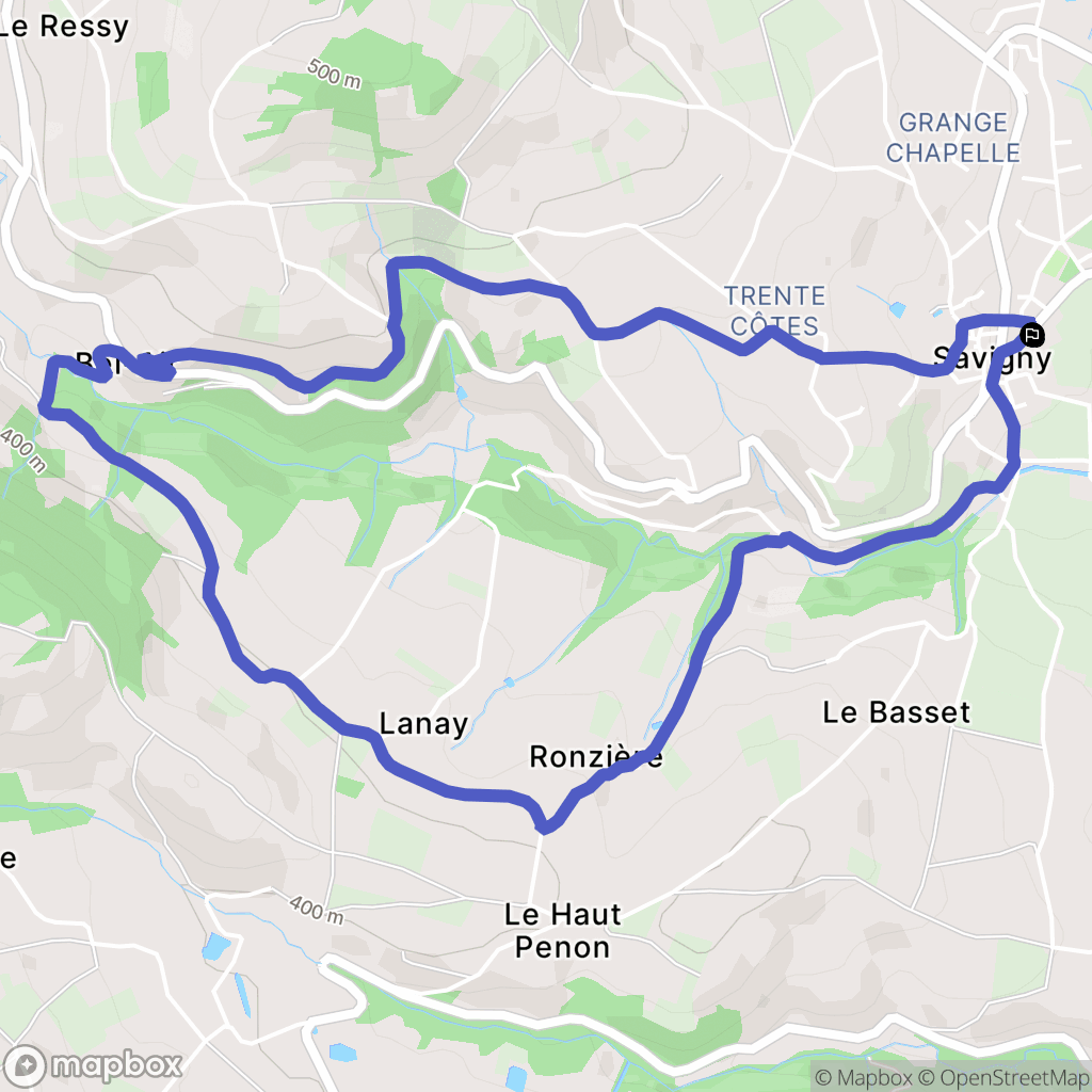 Savigny : carte du parcours de randonnée - France