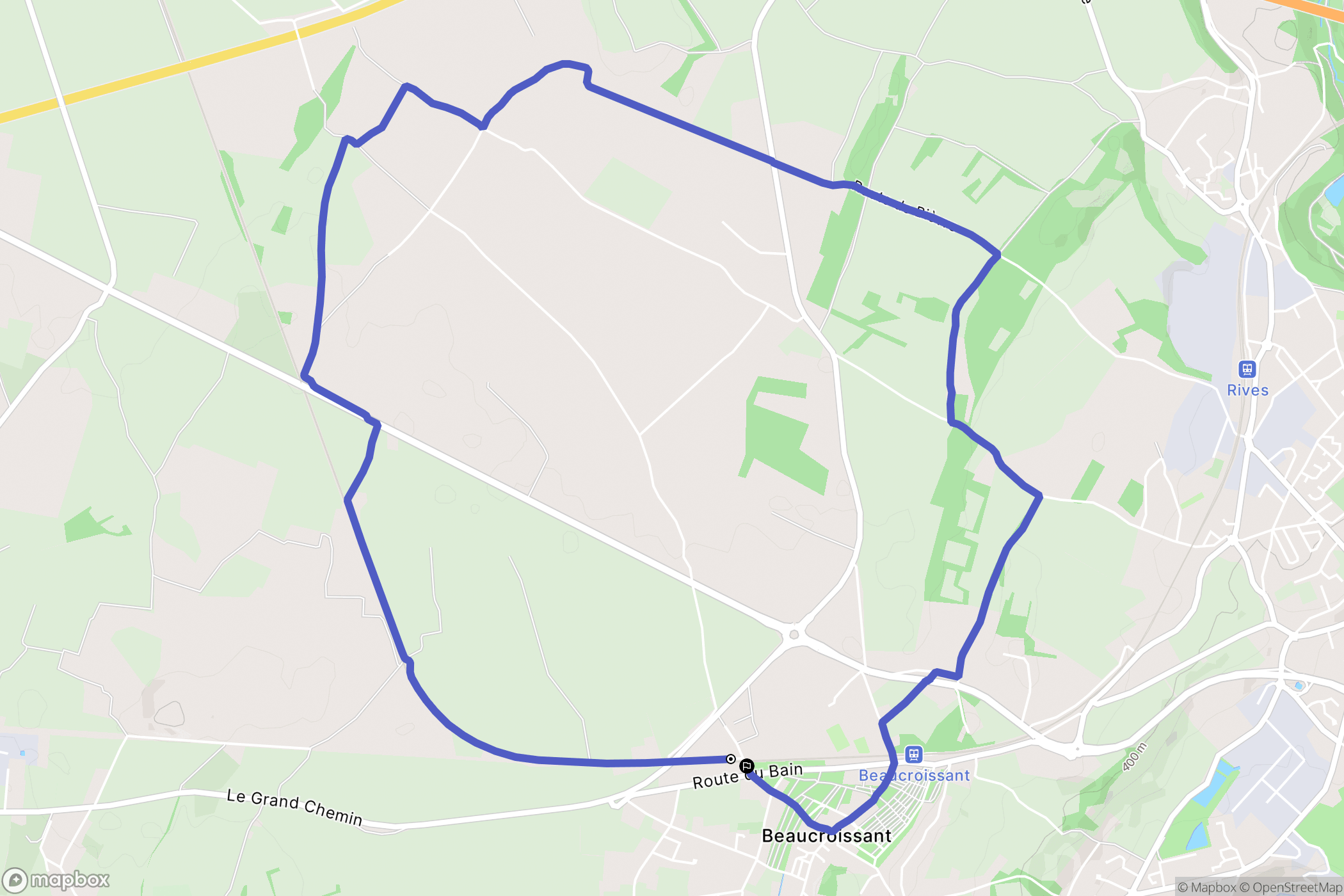 Beaucroissant : carte du parcours de randonnée - France