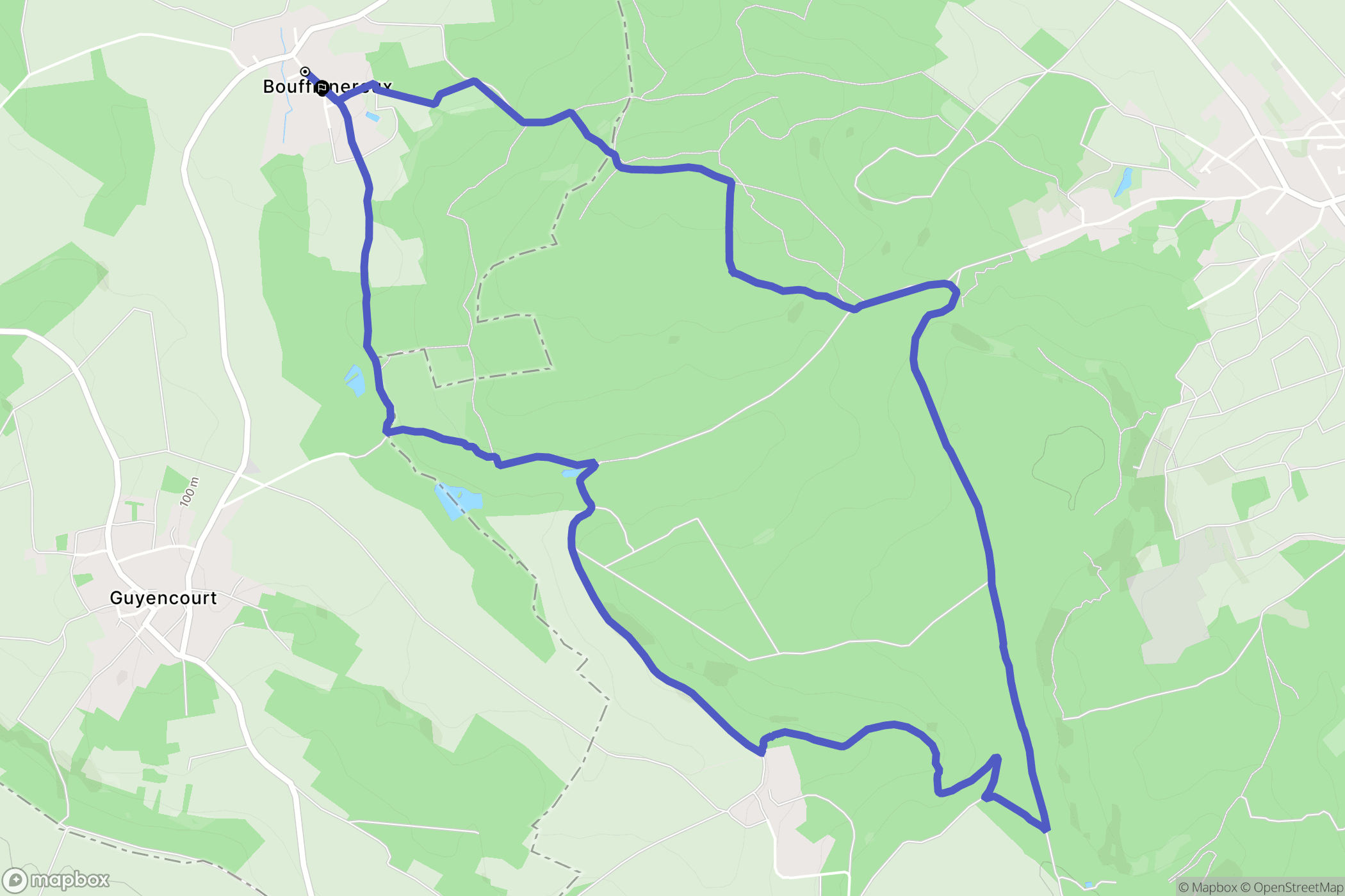 Bouffignereux : carte du parcours de randonnée - France