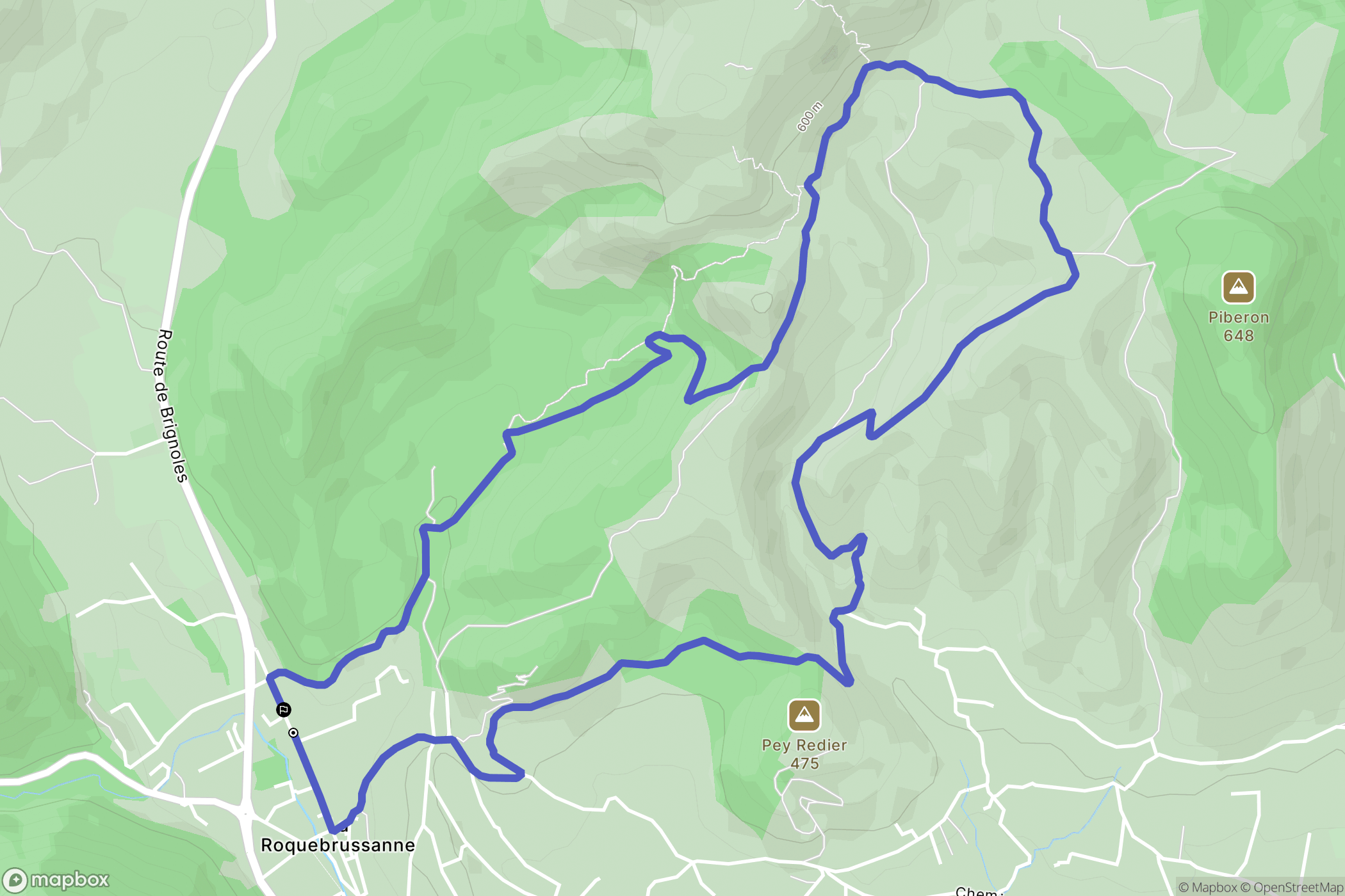 La Roquebrussanne : carte du parcours de randonnée - France