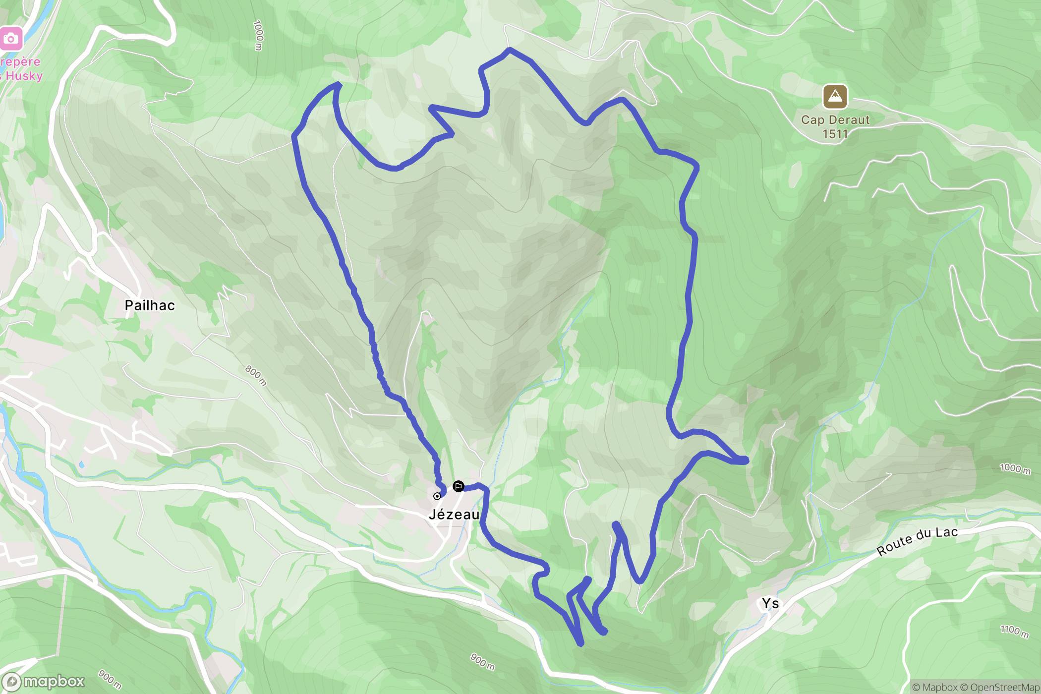 Jézeau : carte du parcours de randonnée - France