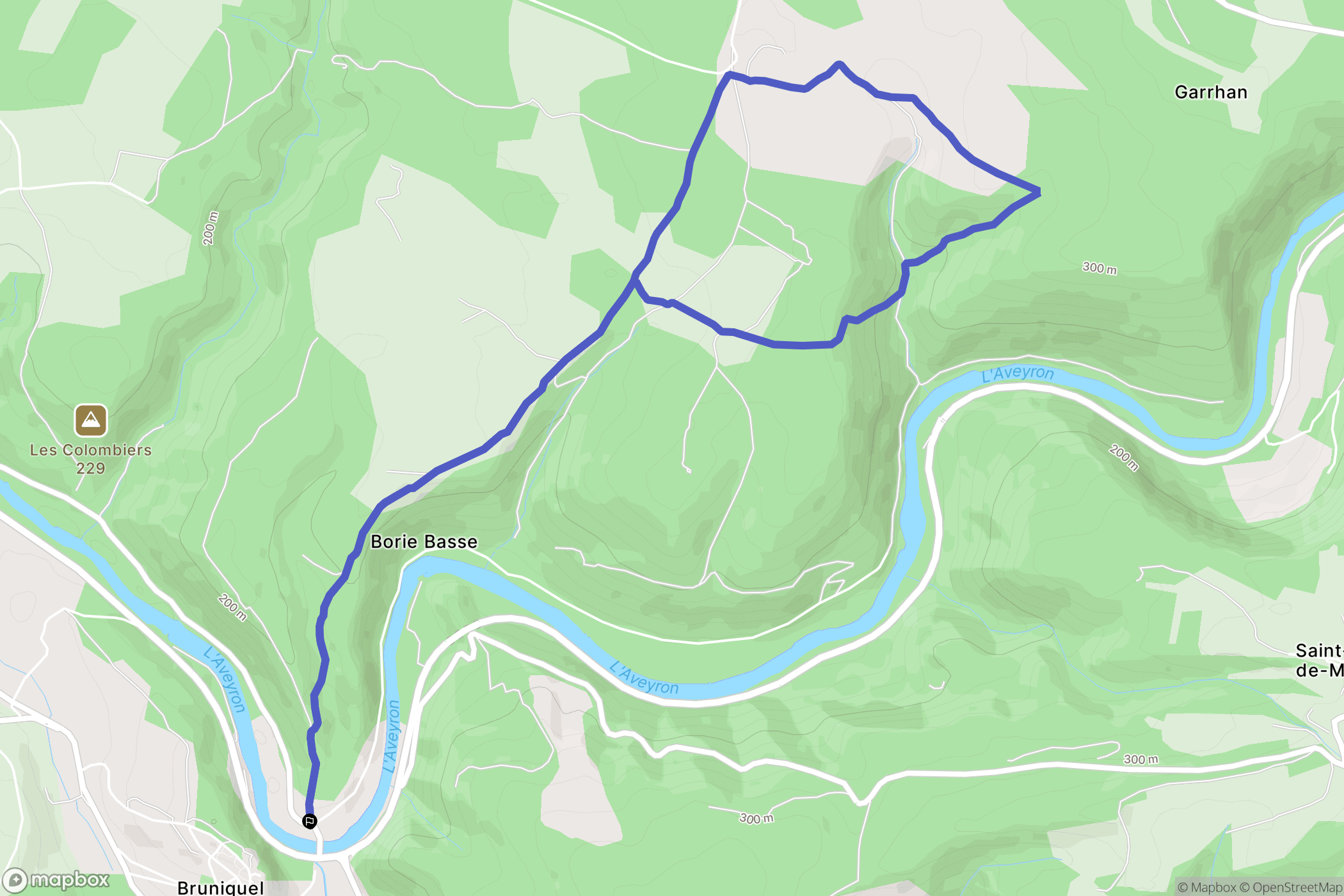Bruniquel : carte du parcours de randonnée - France