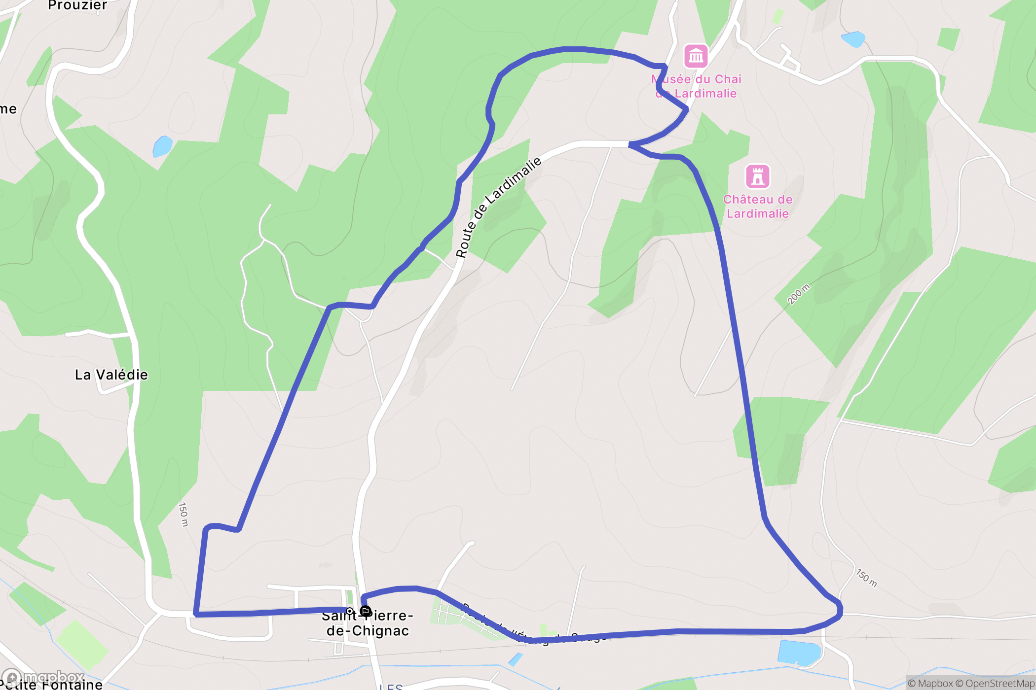 Saint-Pierre-de-Chignac : carte du parcours de randonnée - France