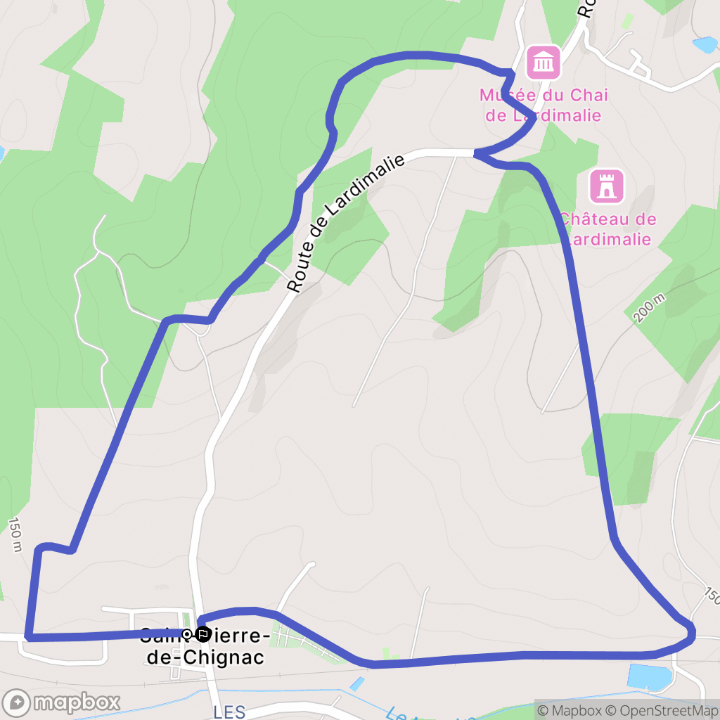 Saint-Pierre-de-Chignac : carte du parcours de randonnée - France
