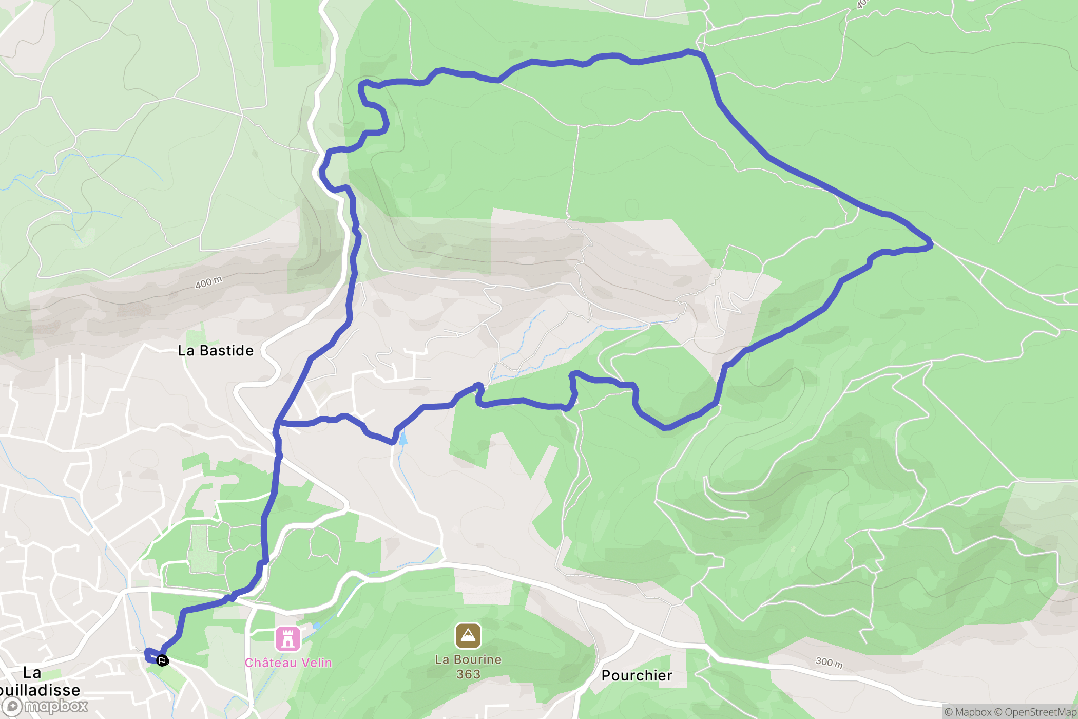 La Bouilladisse : carte du parcours de randonnée - France