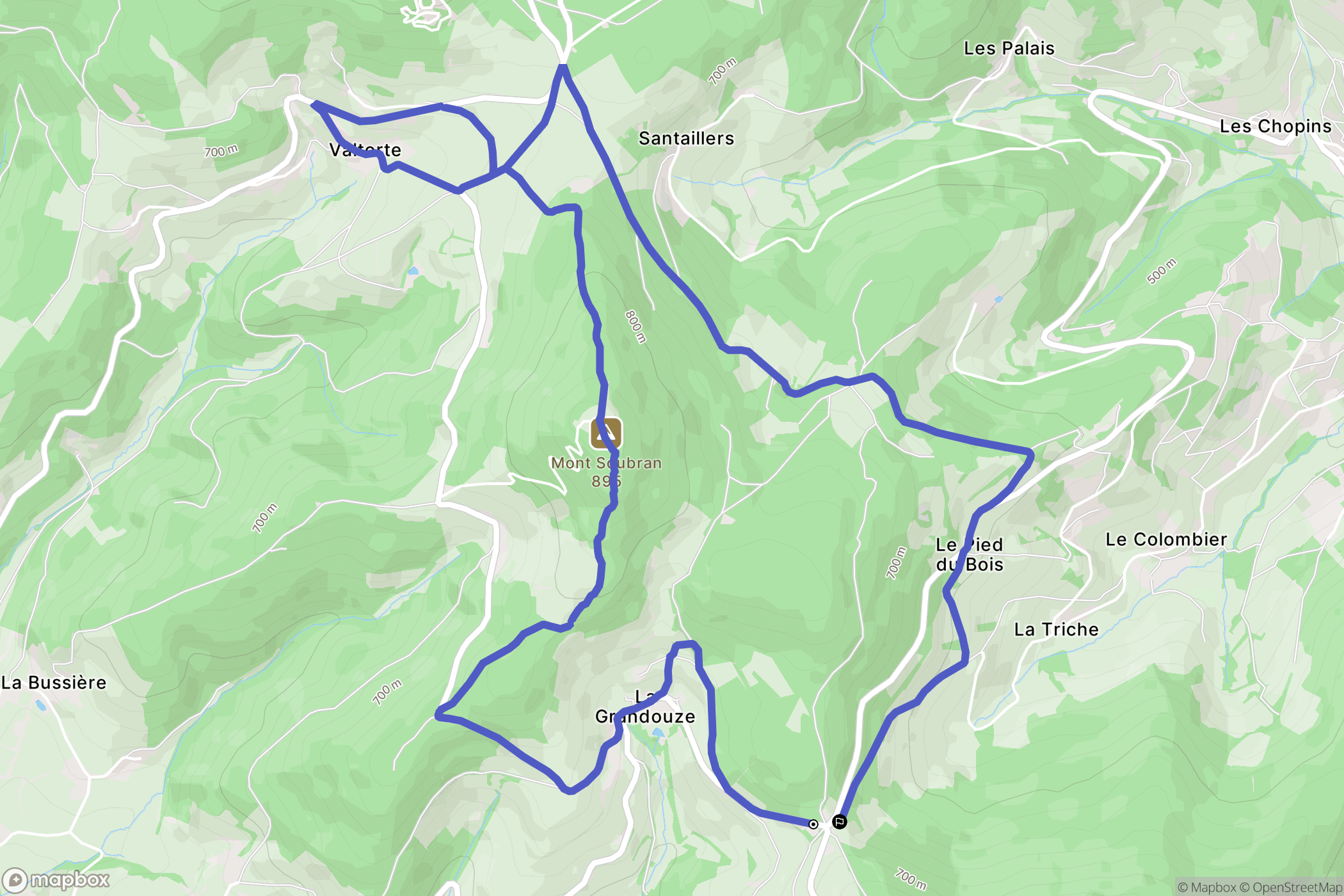 Claveisolles : carte du parcours de randonnée - France