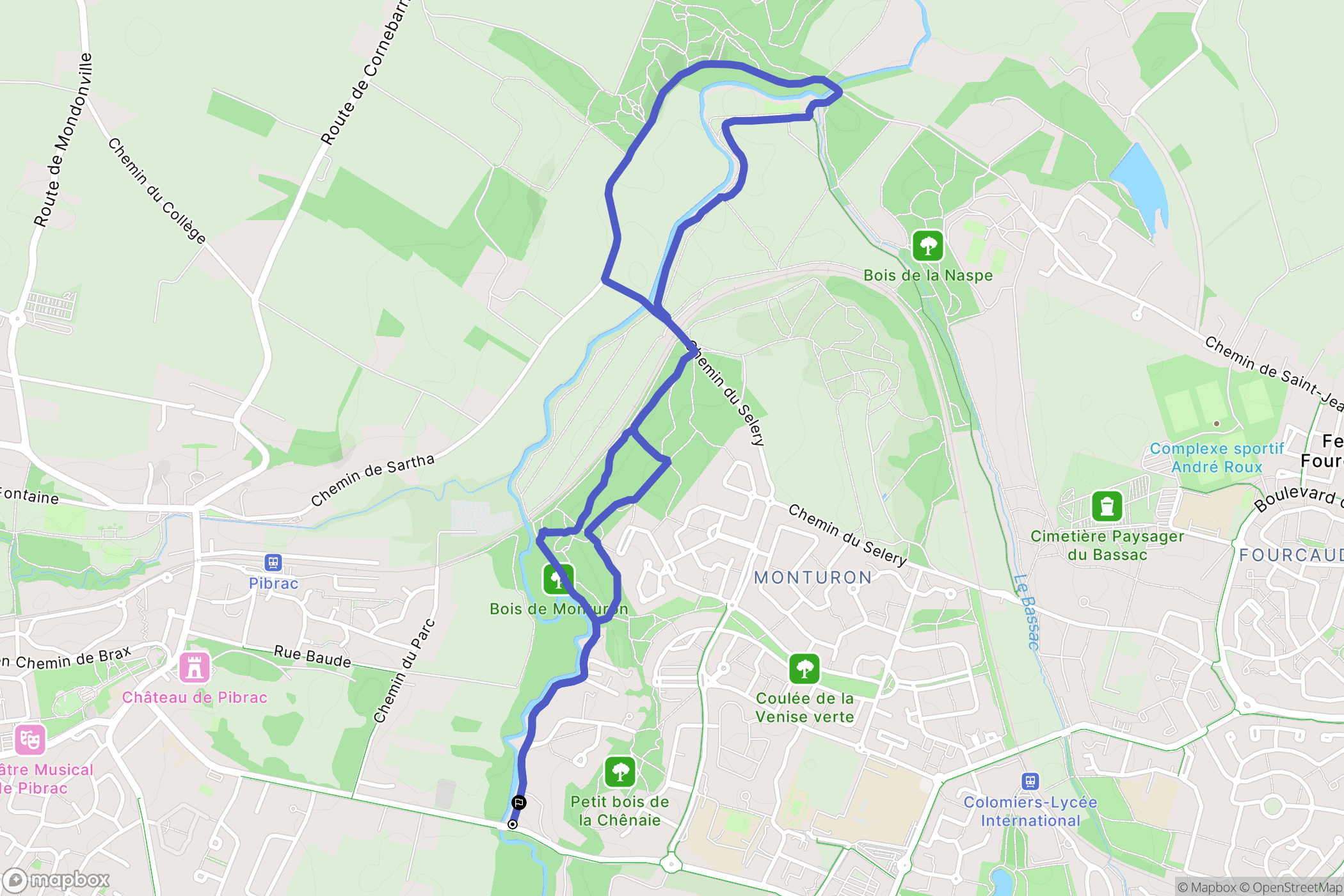Colomiers : carte du parcours de randonnée - France