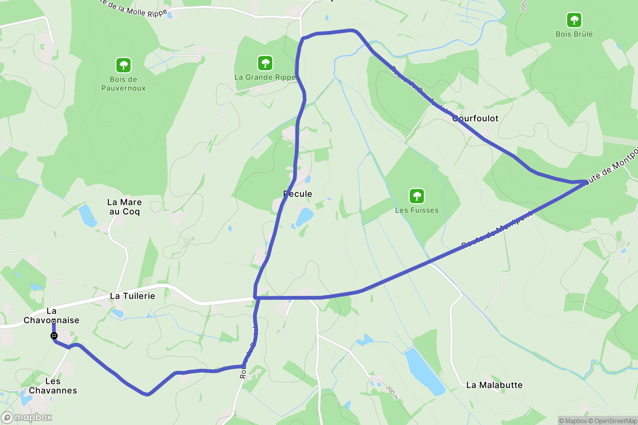 Montpont-en-Bresse : carte du parcours de randonnée - France