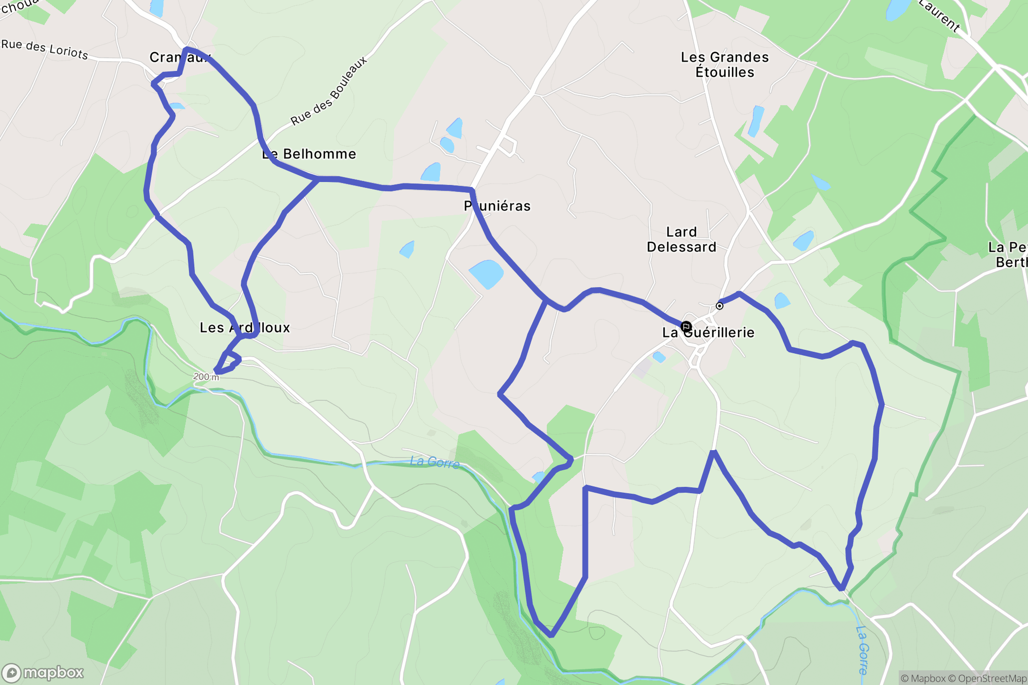 Chaillac-sur-Vienne : carte du parcours de randonnée - France