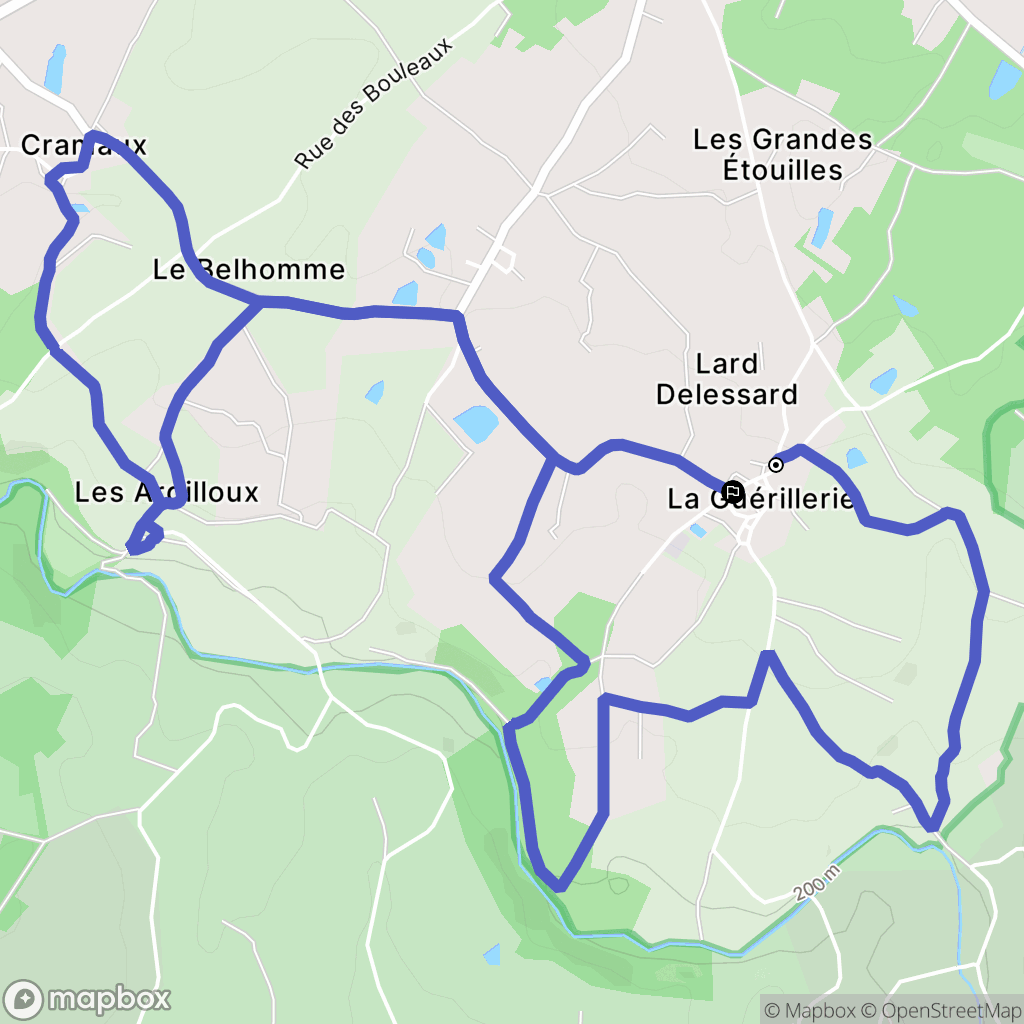 Chaillac-sur-Vienne : carte du parcours de randonnée - France