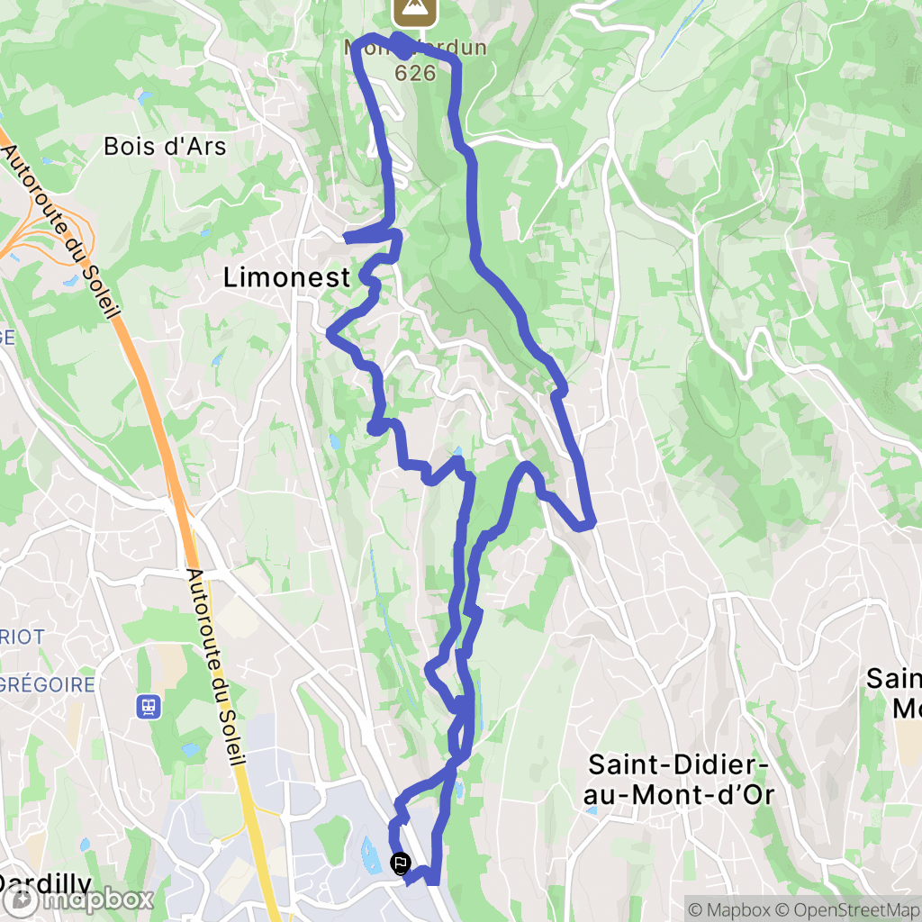 Limonest : carte du parcours de randonnée - France