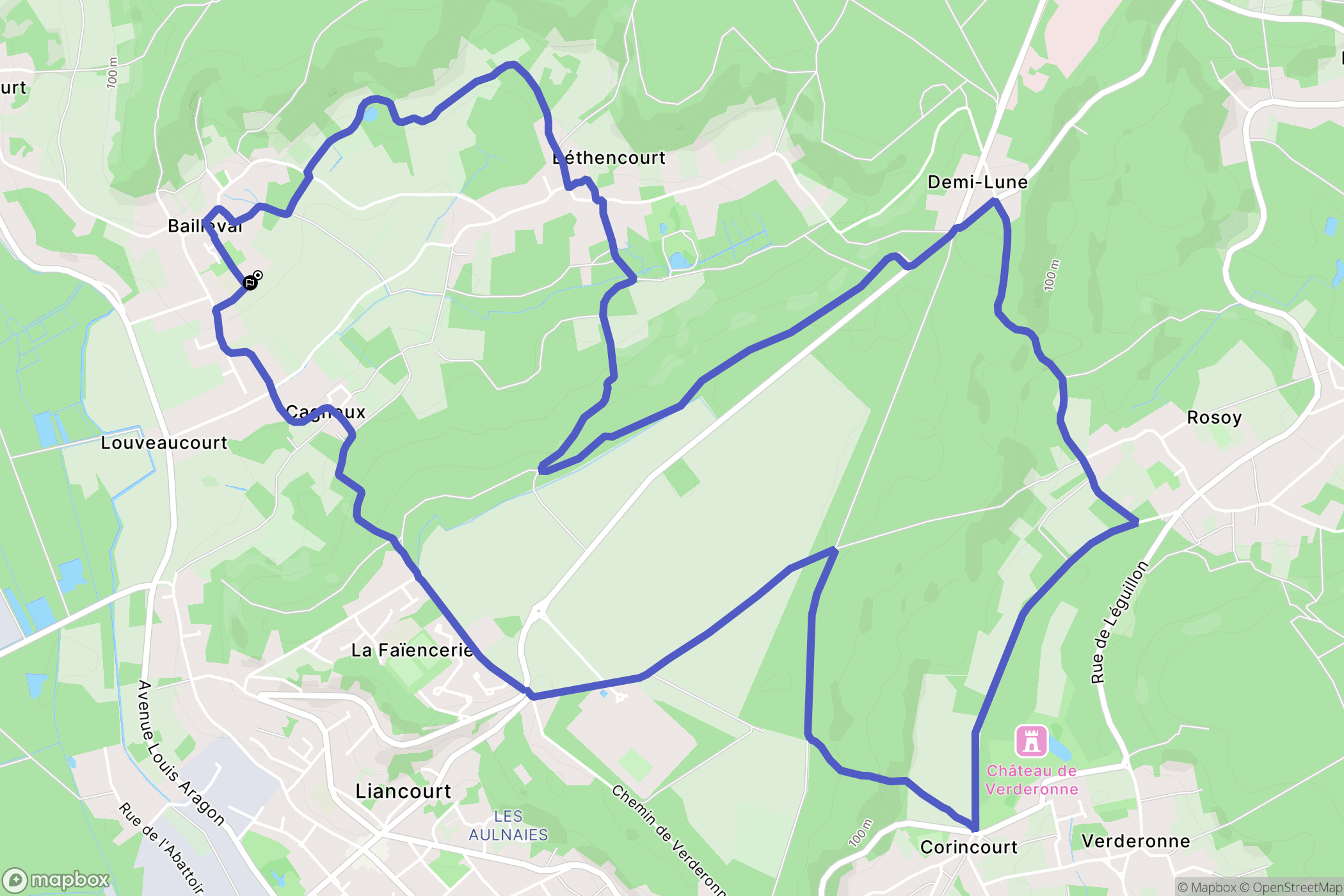 Bailleval : carte du parcours de randonnée - France