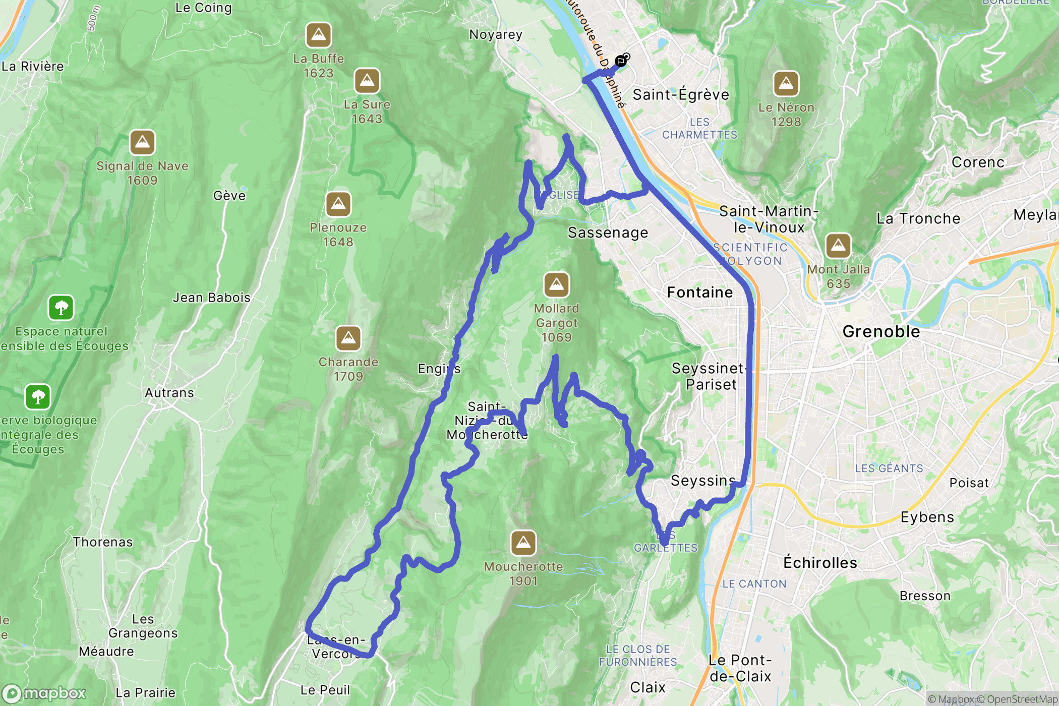 Saint-Egrève : carte du parcours de randonnée - France