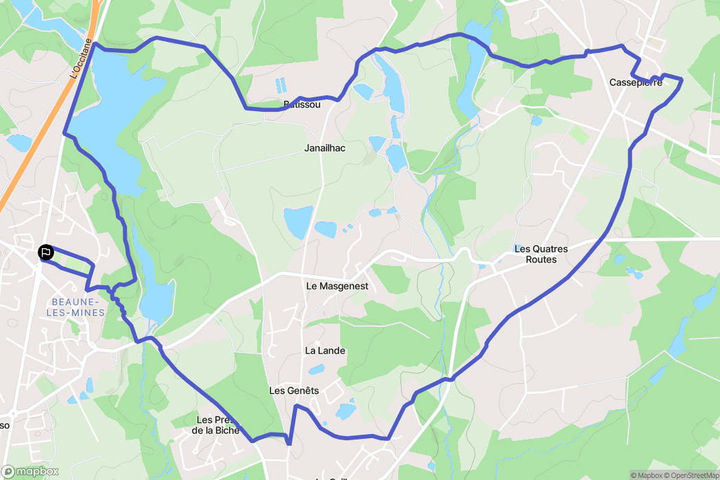 Beaune les Mines : carte du parcours de randonnée - France
