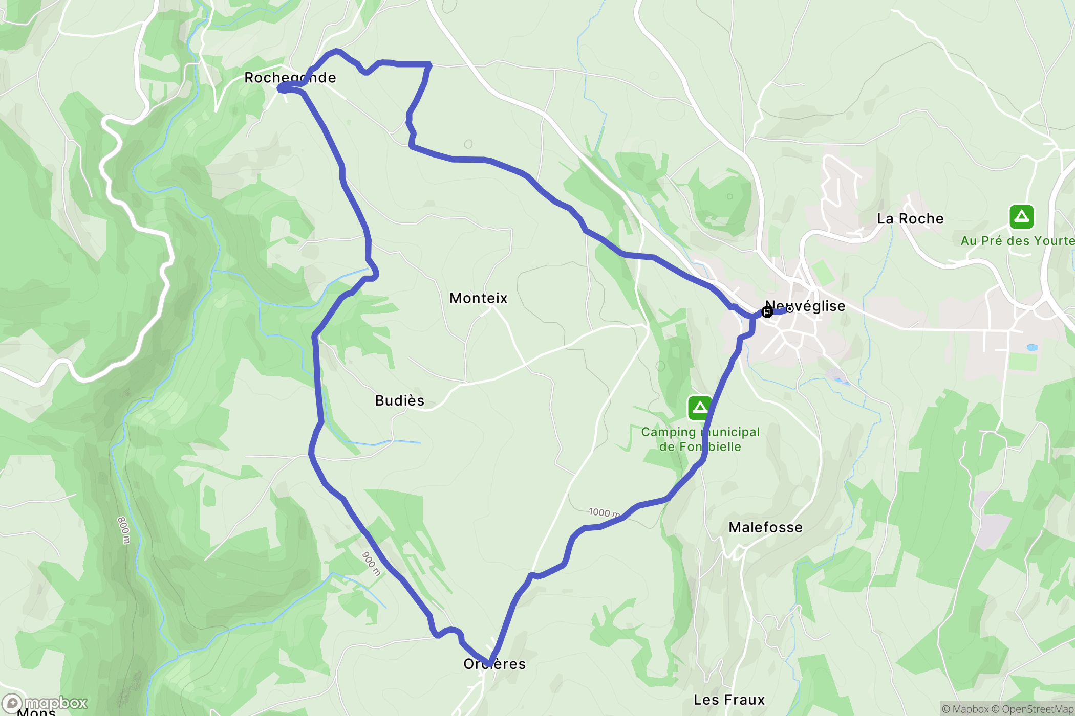 Neuvéglise-sur-Truyère : carte du parcours de randonnée - France