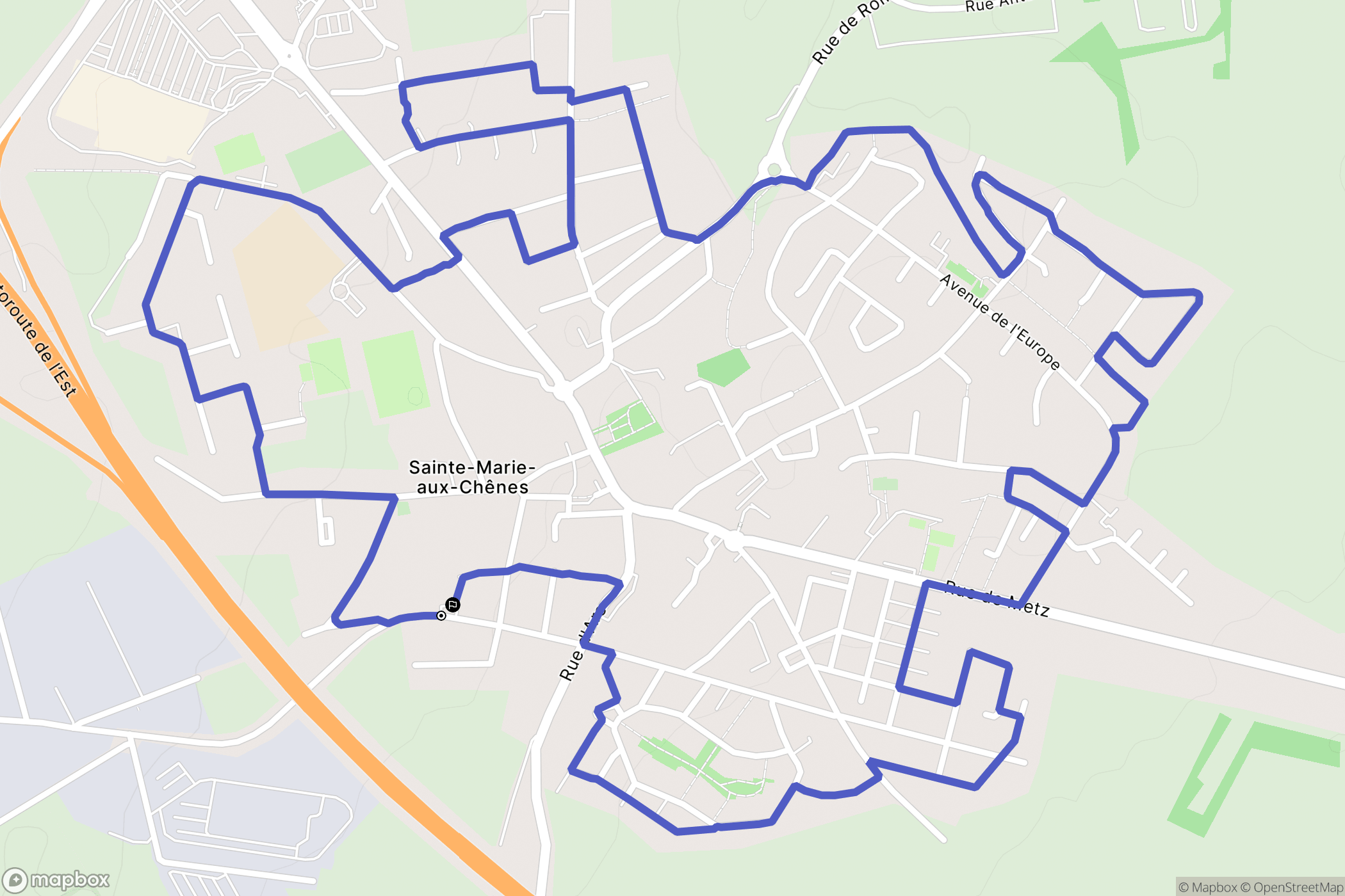Sainte-Marie-aux-Chênes : carte du parcours de randonnée - France